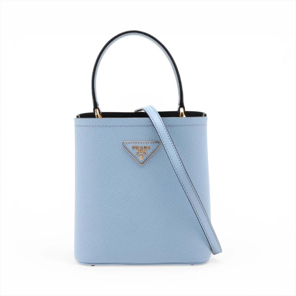 Saffiano Cuir Leather 2-Way Handbag, Blue, 1BA217
