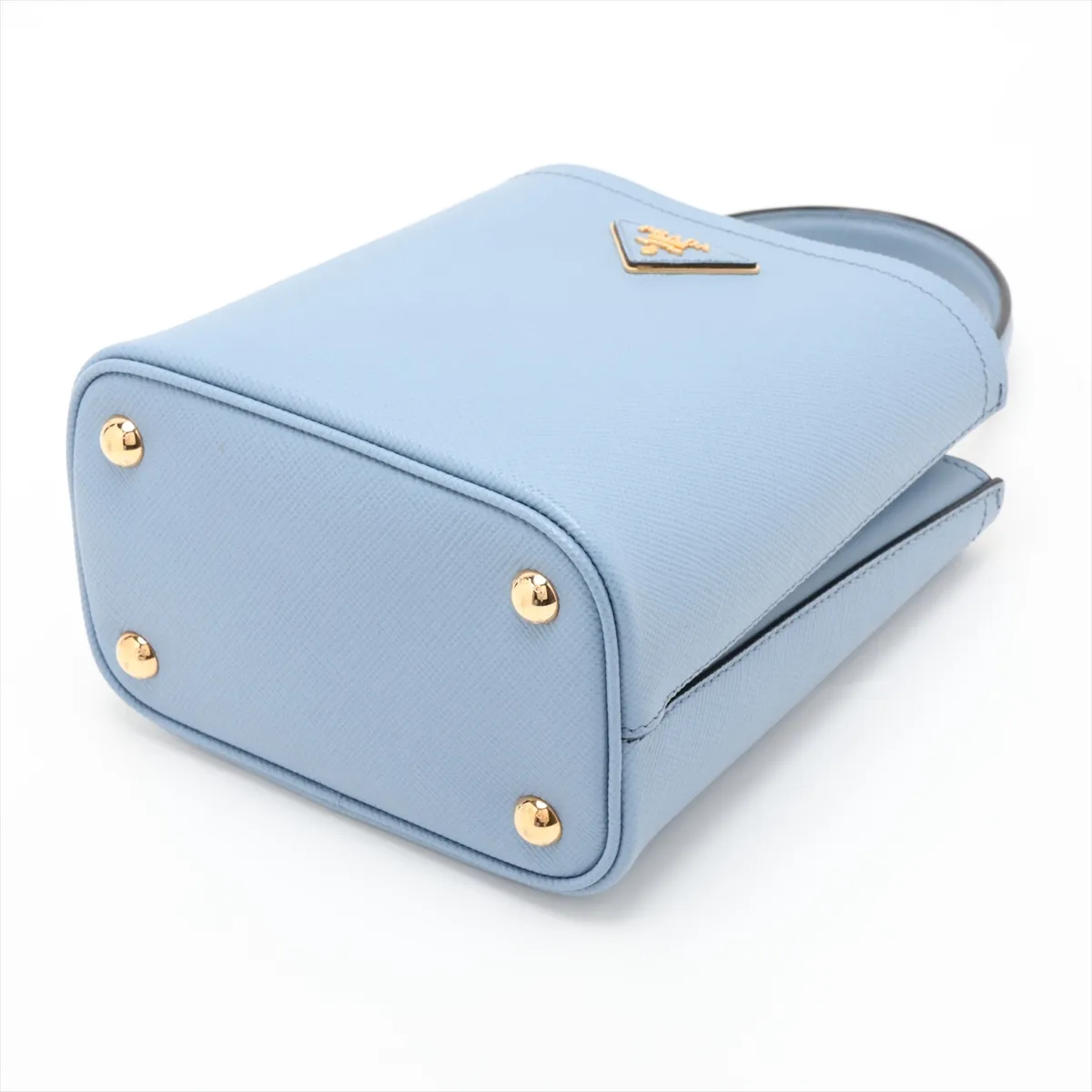Saffiano Cuir Leather 2-Way Handbag, Blue, 1BA217 — view 3