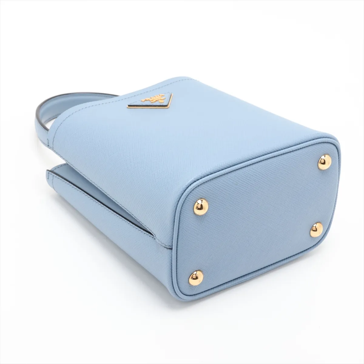 Saffiano Cuir Leather 2-Way Handbag, Blue, 1BA217 — view 4