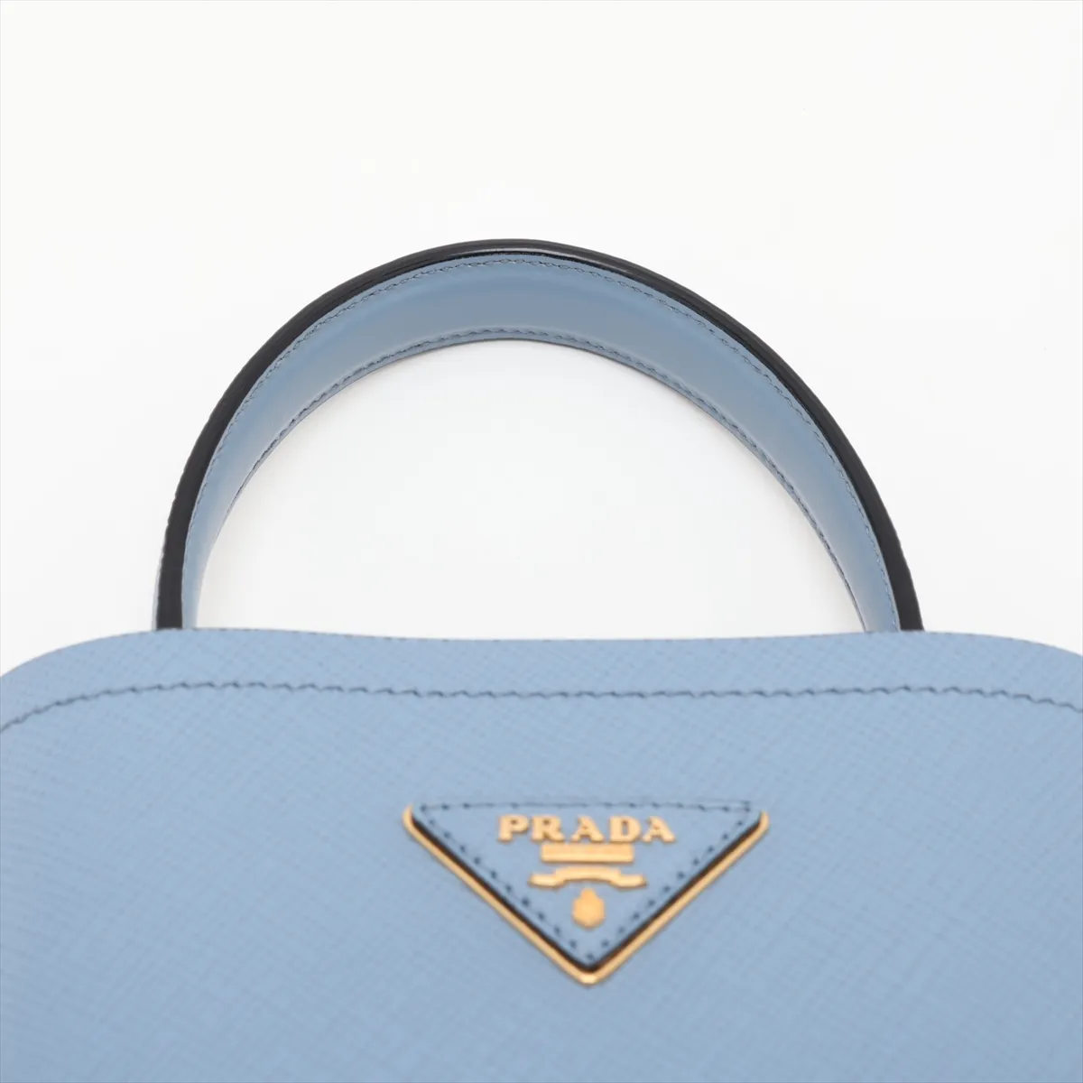 Saffiano Cuir Leather 2-Way Handbag, Blue, 1BA217 — view 6