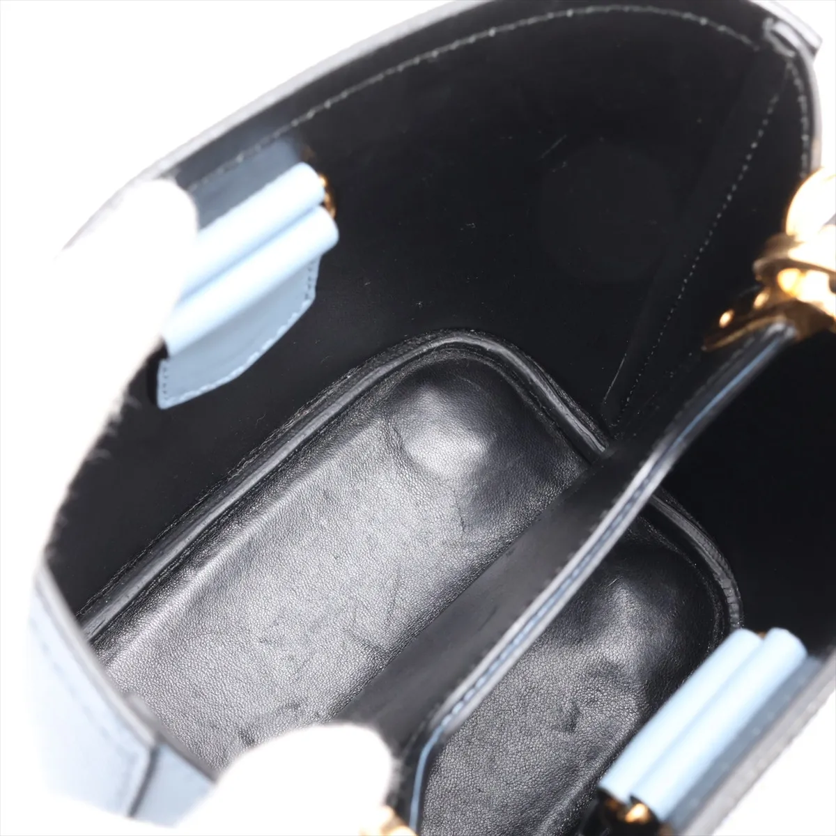 Saffiano Cuir Leather 2-Way Handbag, Blue, 1BA217 — view 8