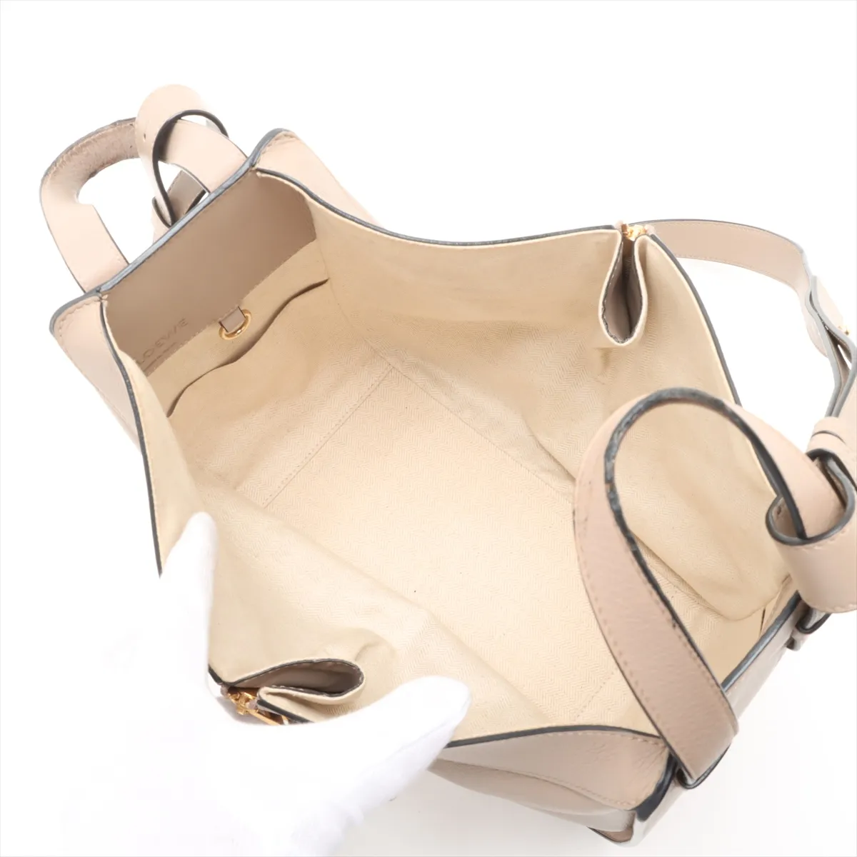 Hammock Small Leather 2-Way Handbag, Beige, C-mark — view 8