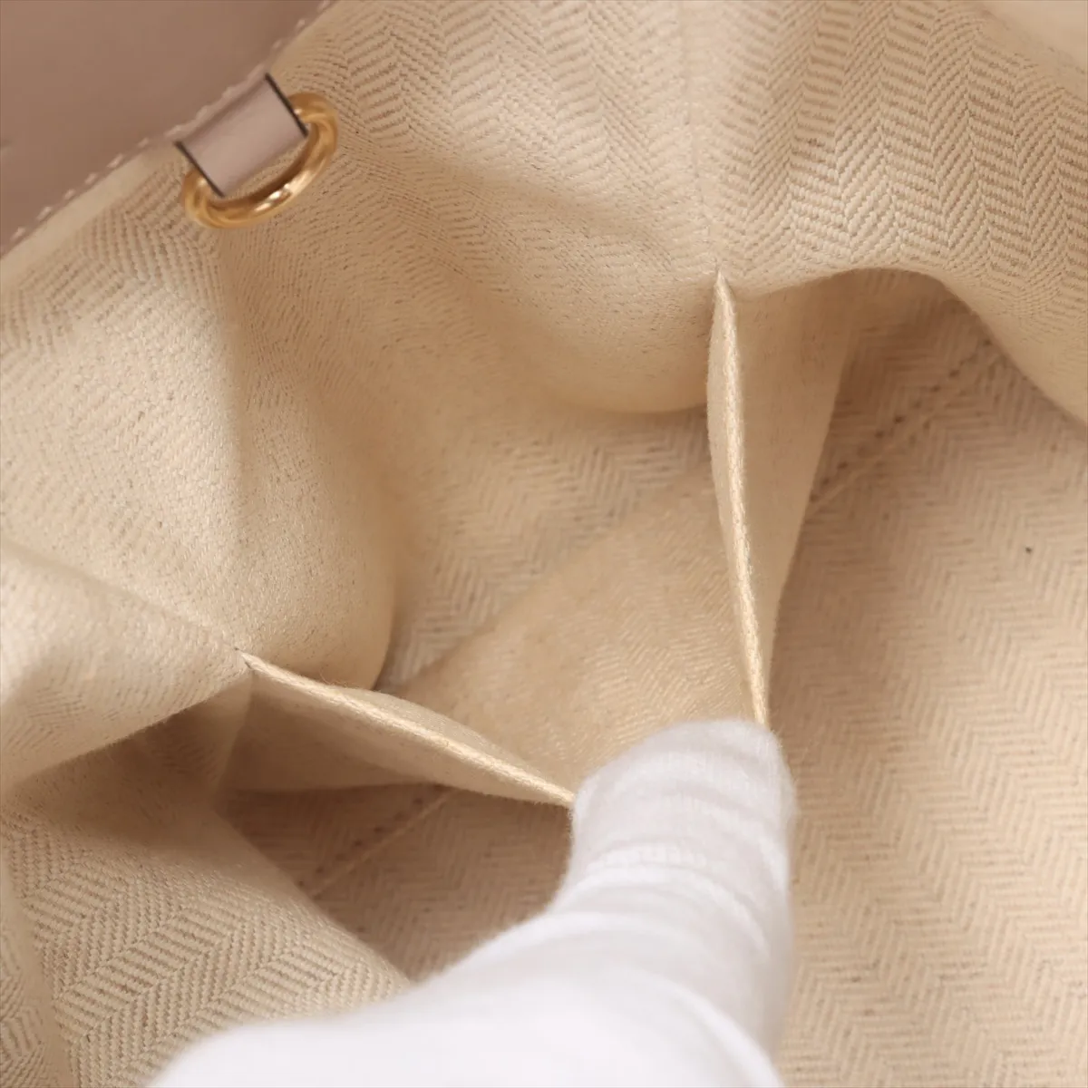 Hammock Small Leather 2-Way Handbag, Beige, C-mark — view 9