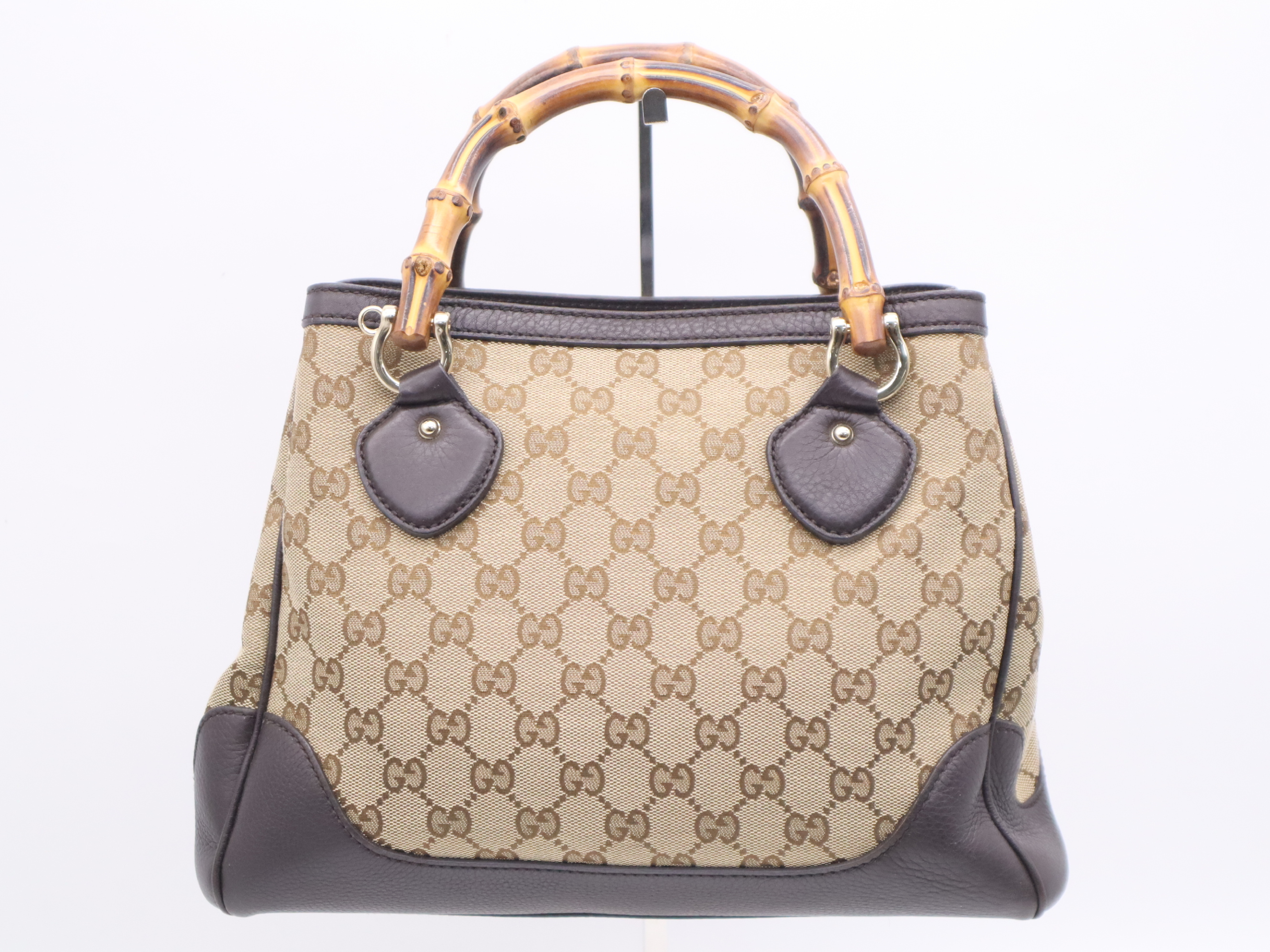 308360GG Canvas Bamboo Beige Handbag