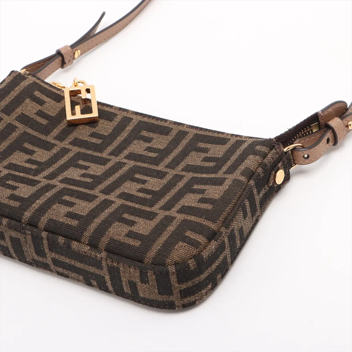 Zucca Canvas x Leather Shoulder Bag, Brown, 8BS073 (Strap not included) — view 3
