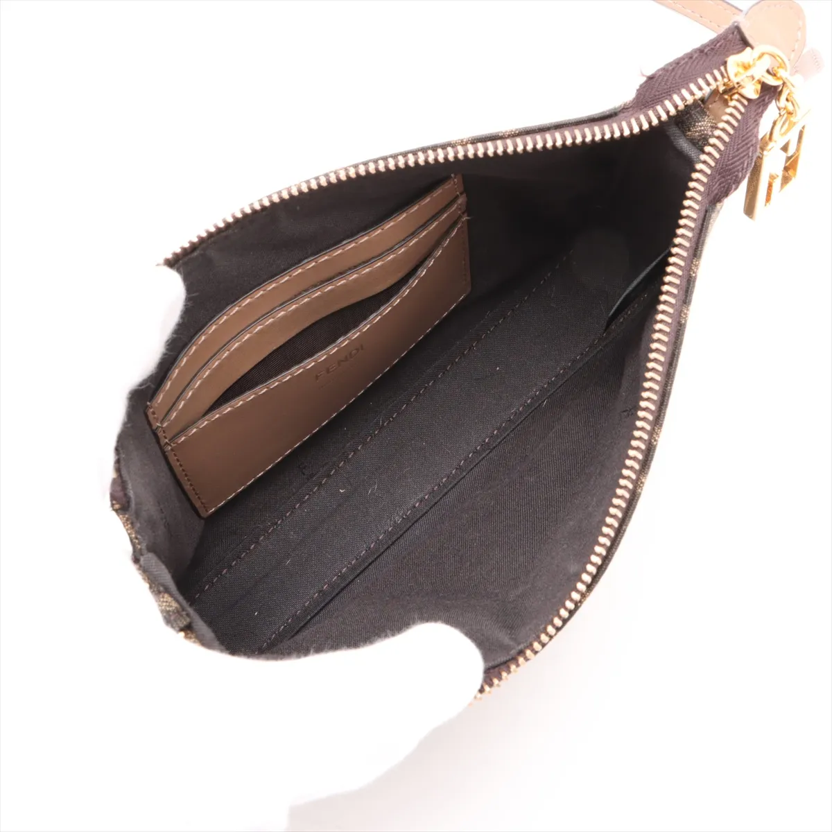 Zucca Canvas x Leather Shoulder Bag, Brown, 8BS073 (Strap not included) — view 6