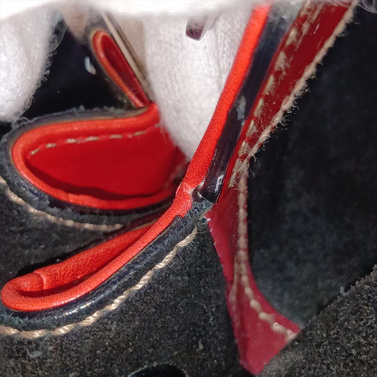 Suede x Patent Leather Handbag, Black x Red, 177091 — view 13