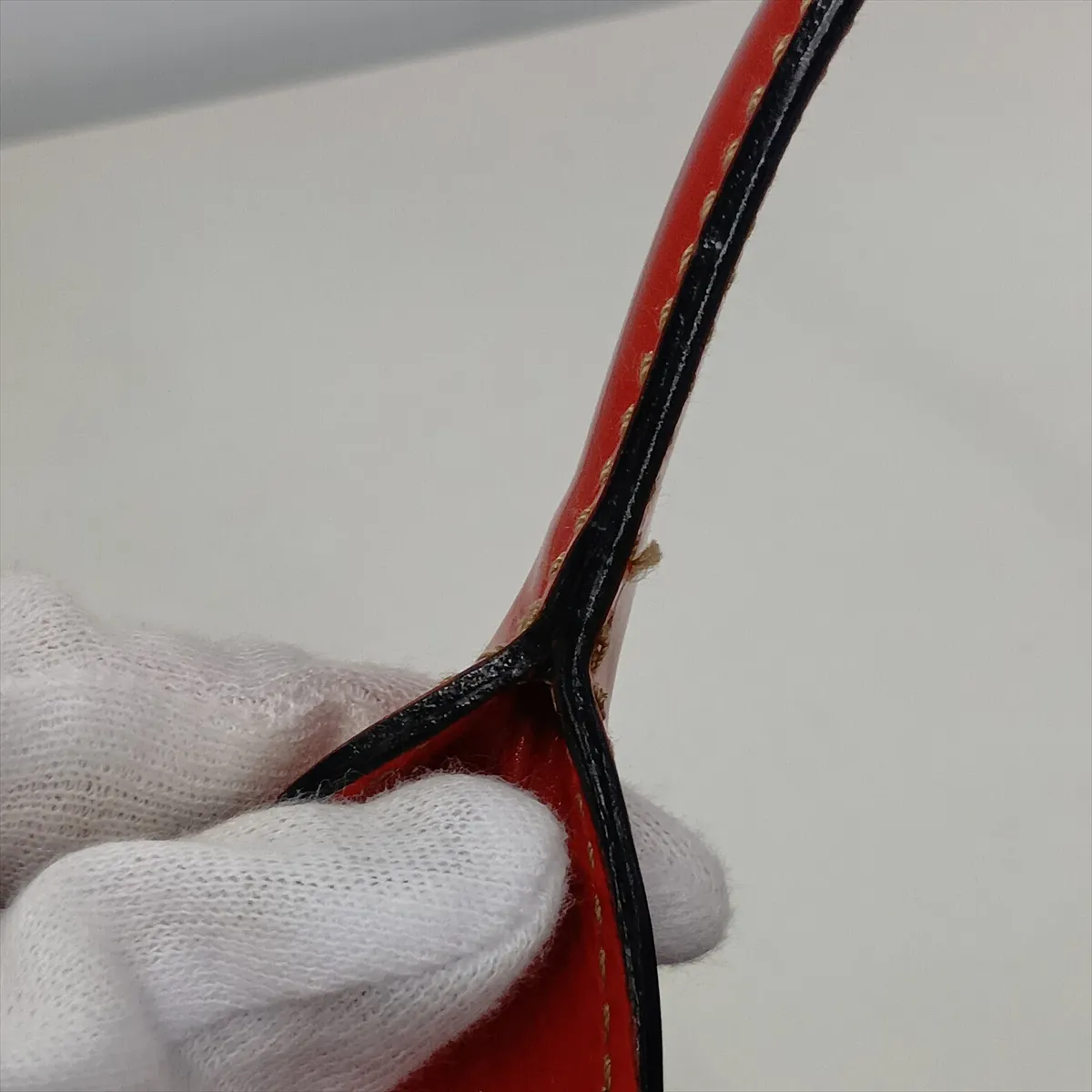 Suede x Patent Leather Handbag, Black x Red, 177091 — view 14