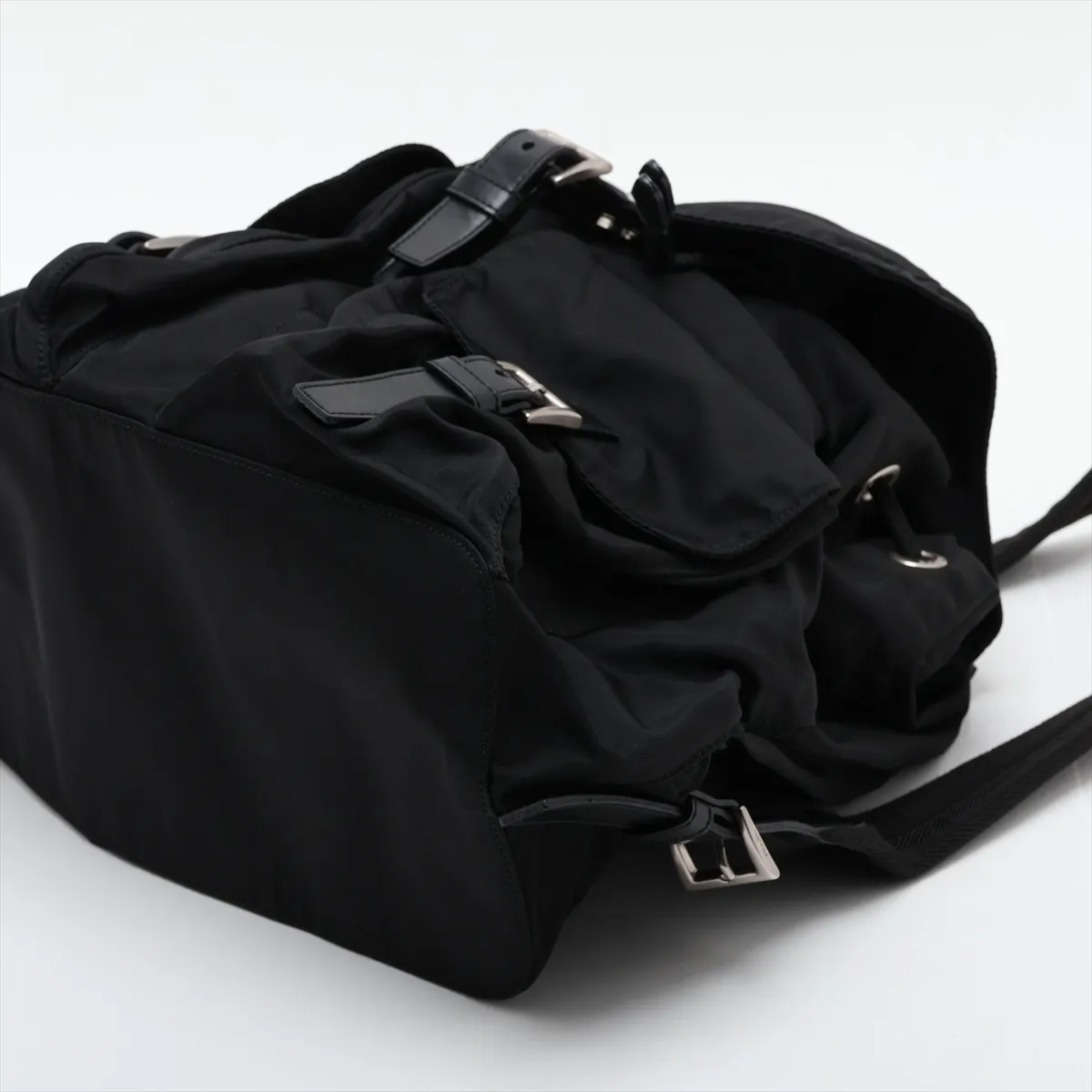 Tessuto Nylon x Leather Backpack/Rucksack, Black — view 3