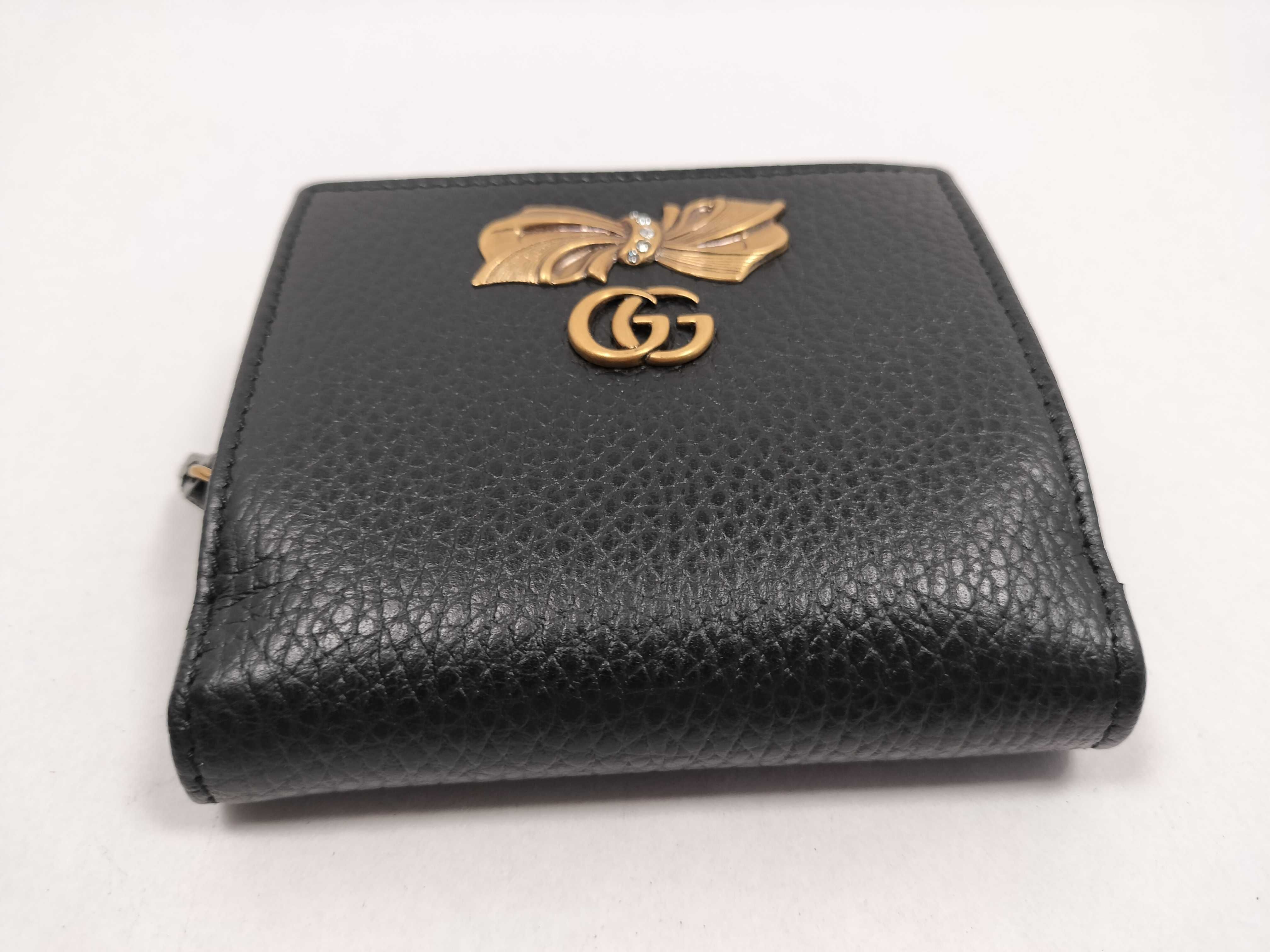 Leather Ribbon Compact Wallet, Black, 524298 (Wallet) — view 3