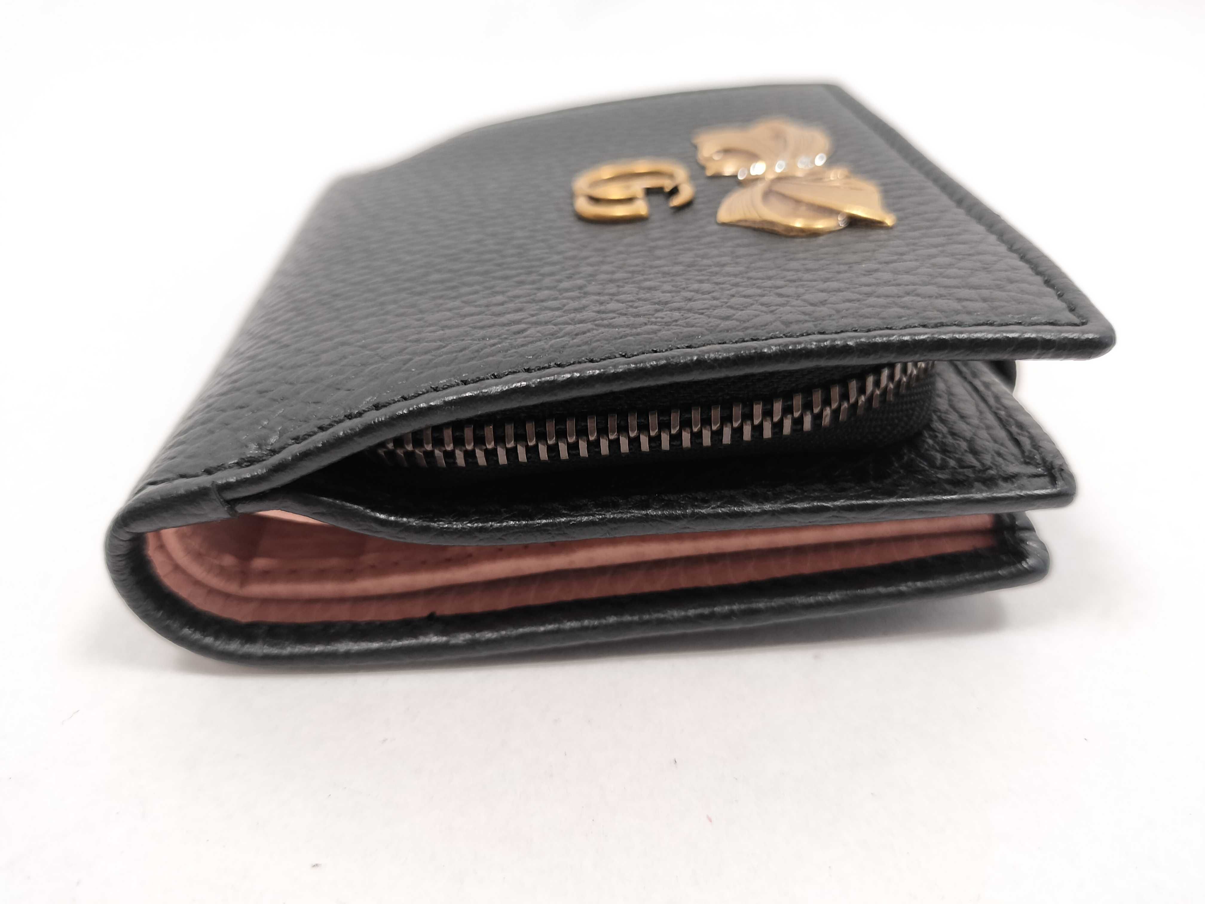 Leather Ribbon Compact Wallet, Black, 524298 (Wallet) — view 5