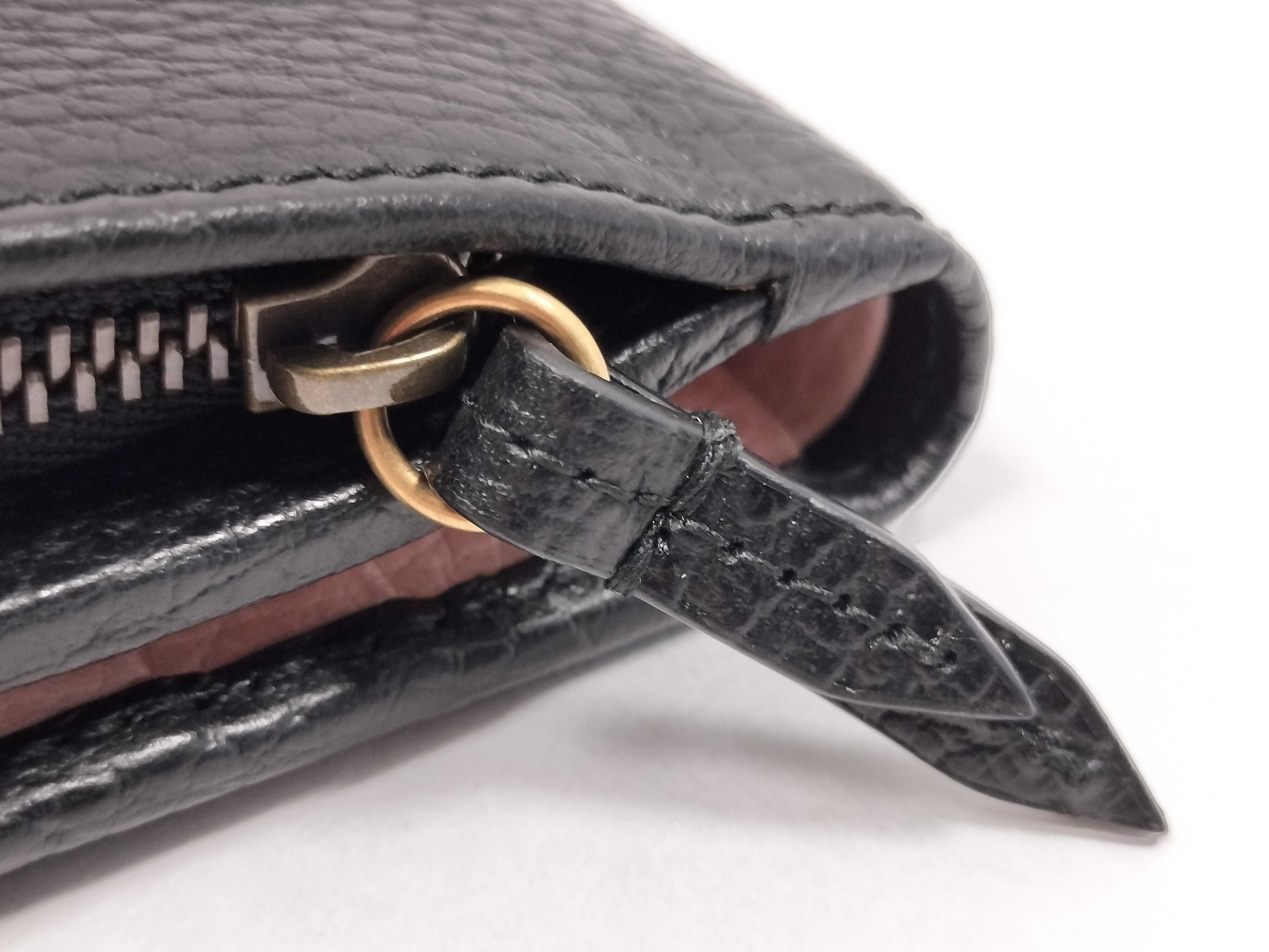 Leather Ribbon Compact Wallet, Black, 524298 (Wallet) — view 7