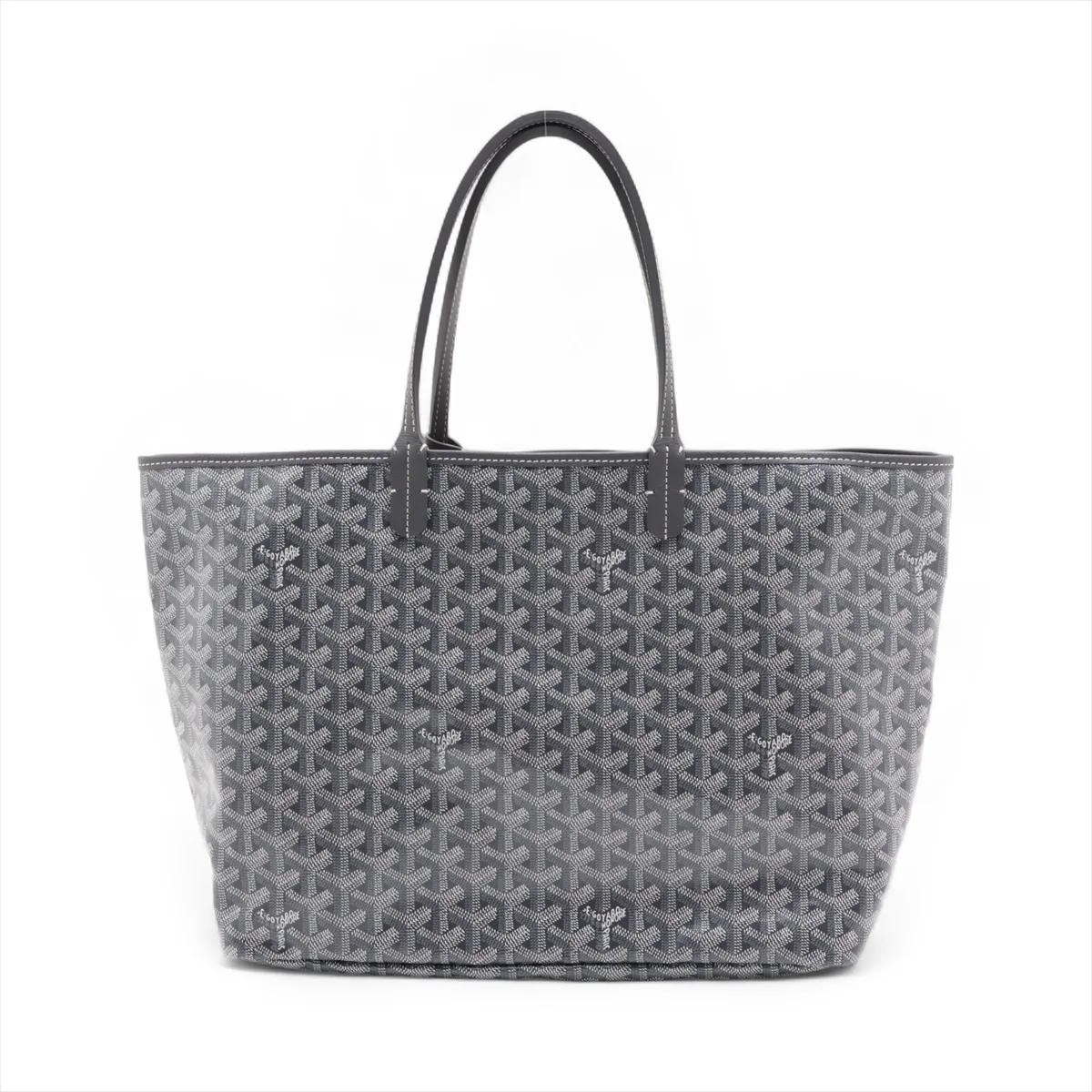Saint Louis PM PVC x Leather Tote Bag, Gray, with Clip — view 2