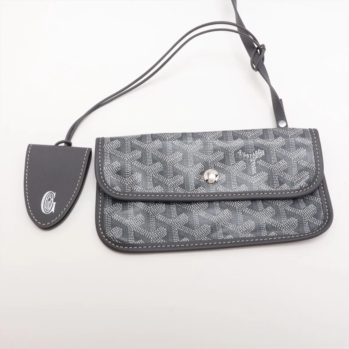 Saint Louis PM PVC x Leather Tote Bag, Gray, with Clip — view 11