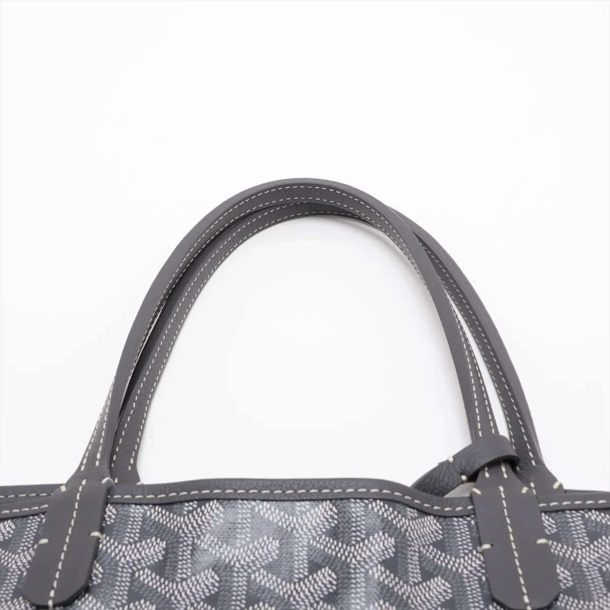 Saint Louis PM PVC x Leather Tote Bag, Gray, with Clip — view 6