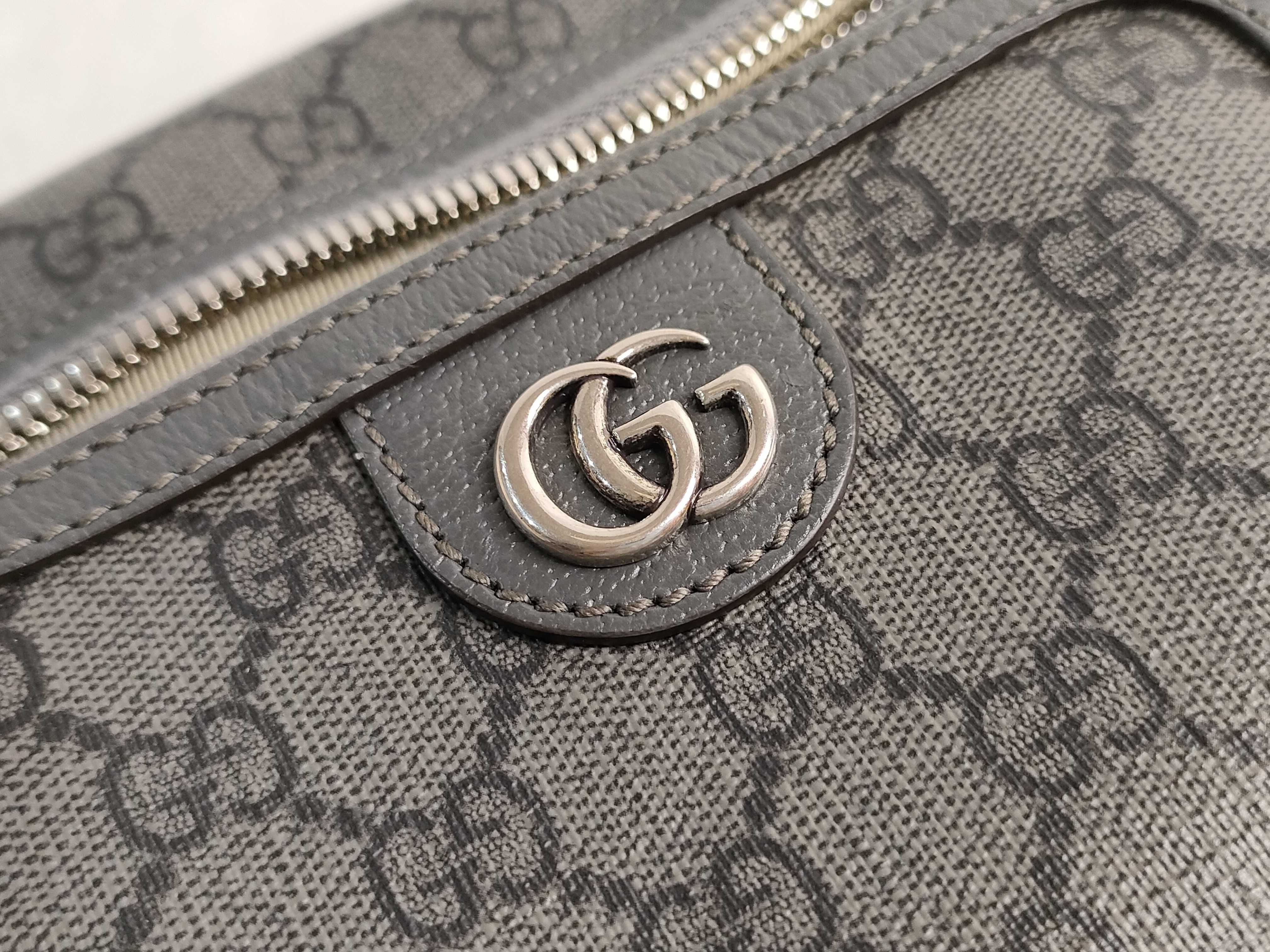 GG Supreme PVC x Leather Body Bag, Gray, 733868 Shoulder Bag — view 14