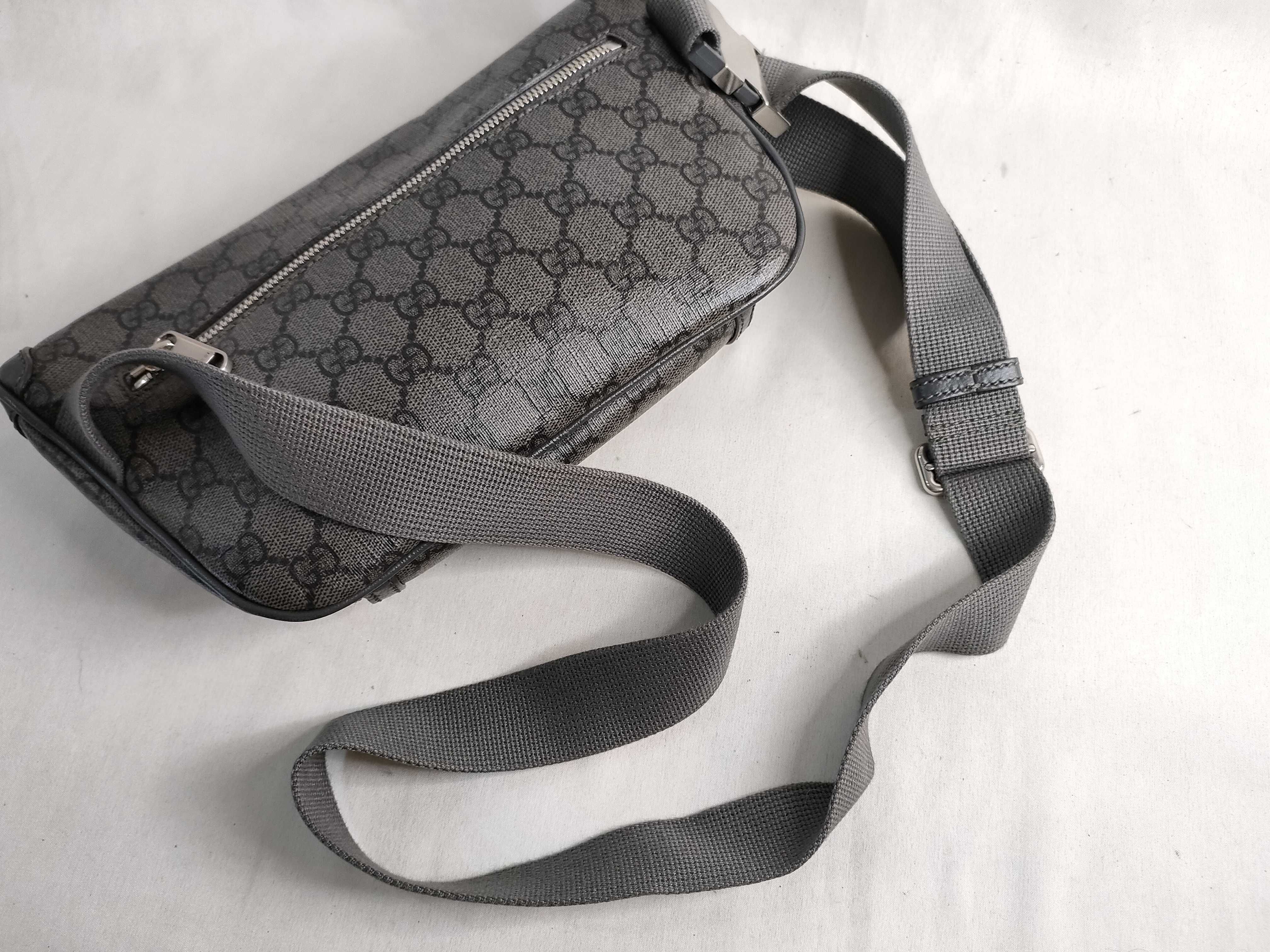 GG Supreme PVC x Leather Body Bag, Gray, 733868 Shoulder Bag — view 3