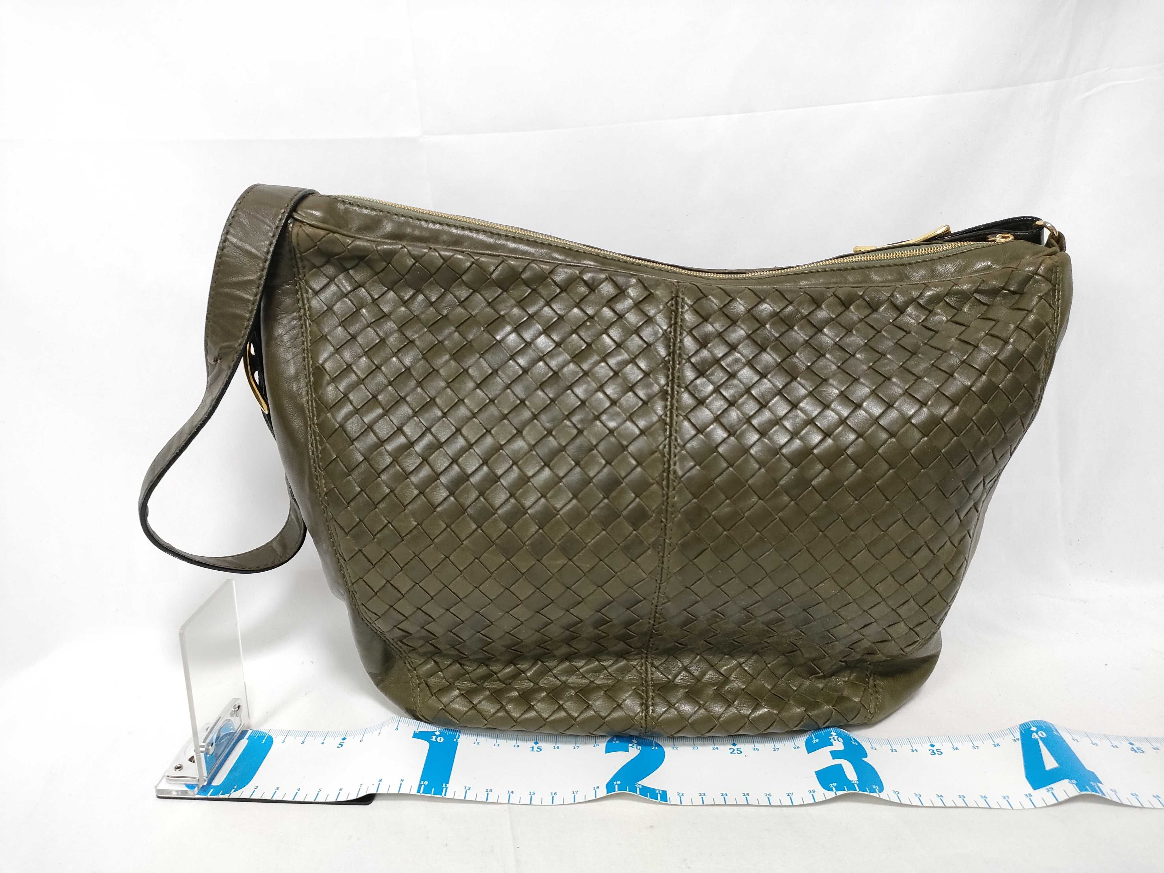 Intrecciato Shoulder Bag (Olive) — view 2