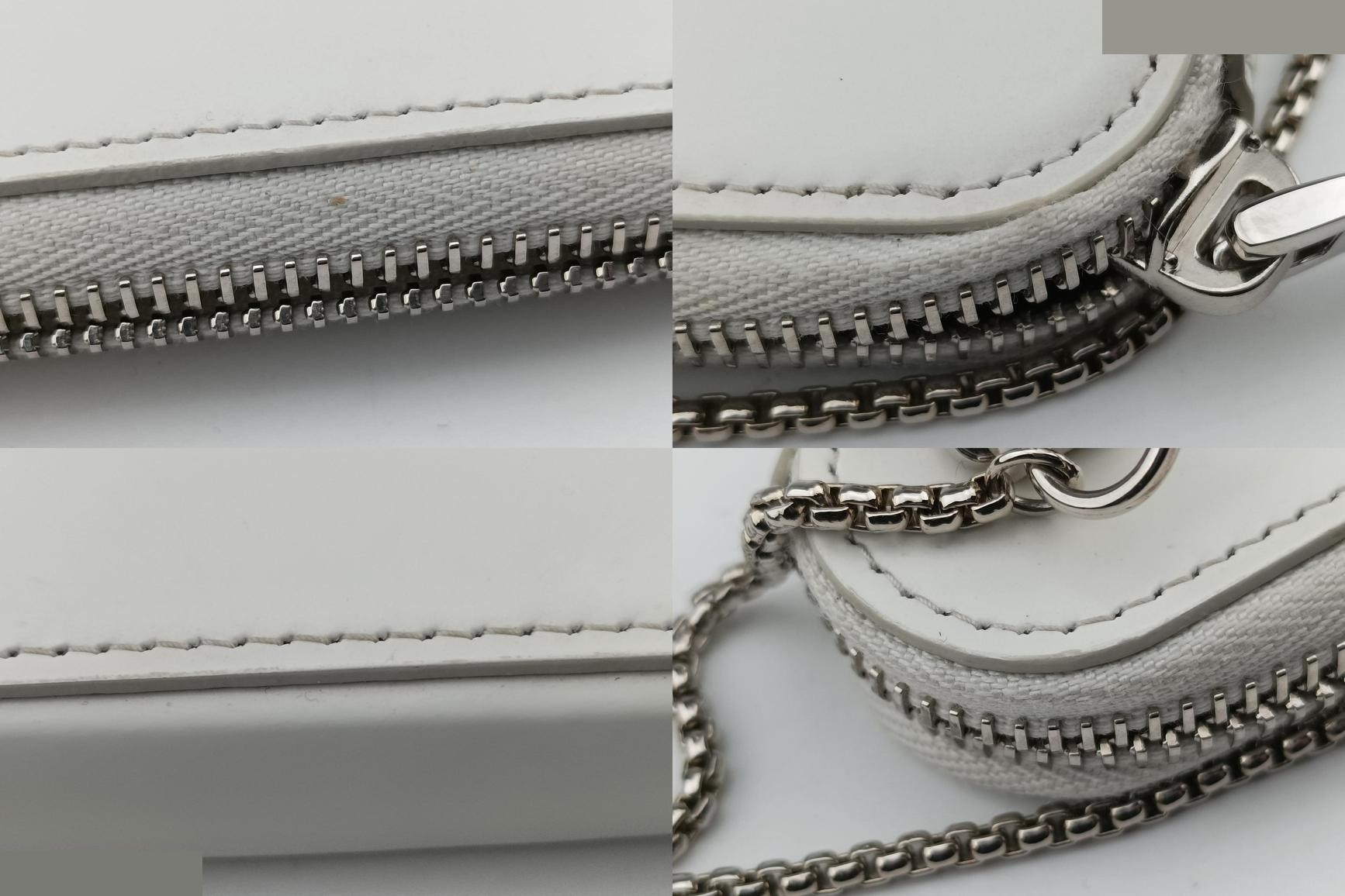 Triangle Chain Pouch, Leather, White — view 7
