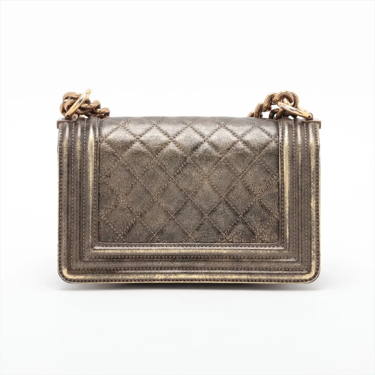 Boy Chanel 20 Small Leather Chain Shoulder Bag, Gold x Black, Gold Hardware, 24530415, Serial Number 24, A67085 — view 2