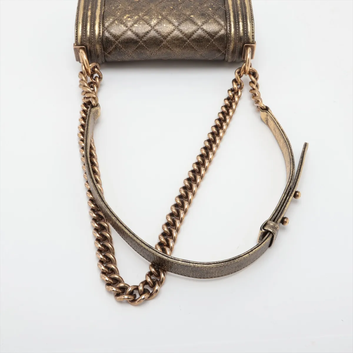 Boy Chanel 20 Small Leather Chain Shoulder Bag, Gold x Black, Gold Hardware, 24530415, Serial Number 24, A67085 — view 5
