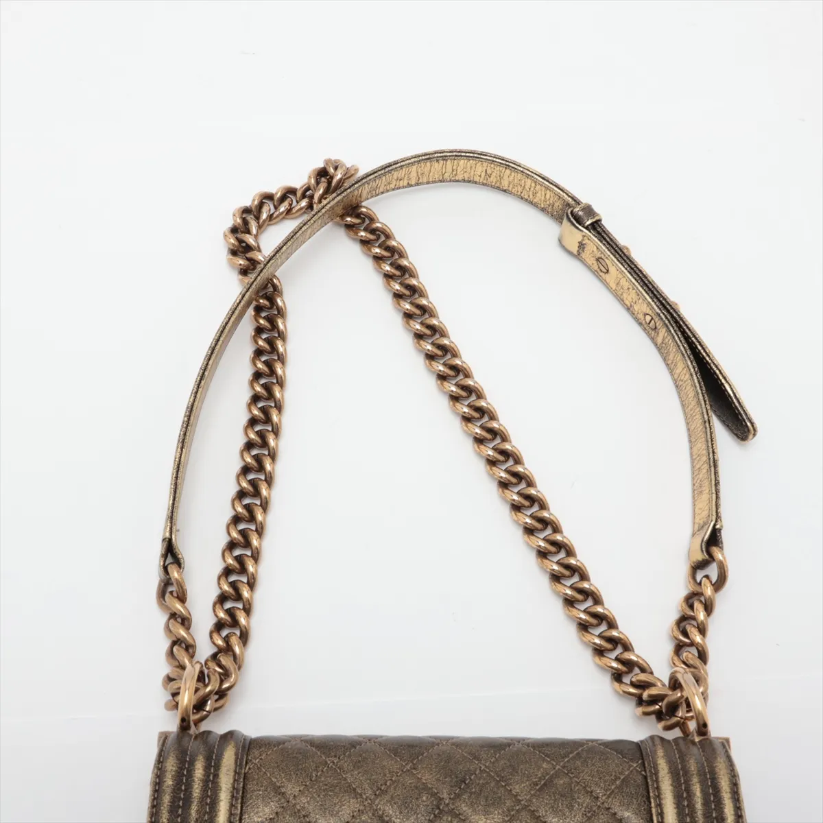 Boy Chanel 20 Small Leather Chain Shoulder Bag, Gold x Black, Gold Hardware, 24530415, Serial Number 24, A67085 — view 6