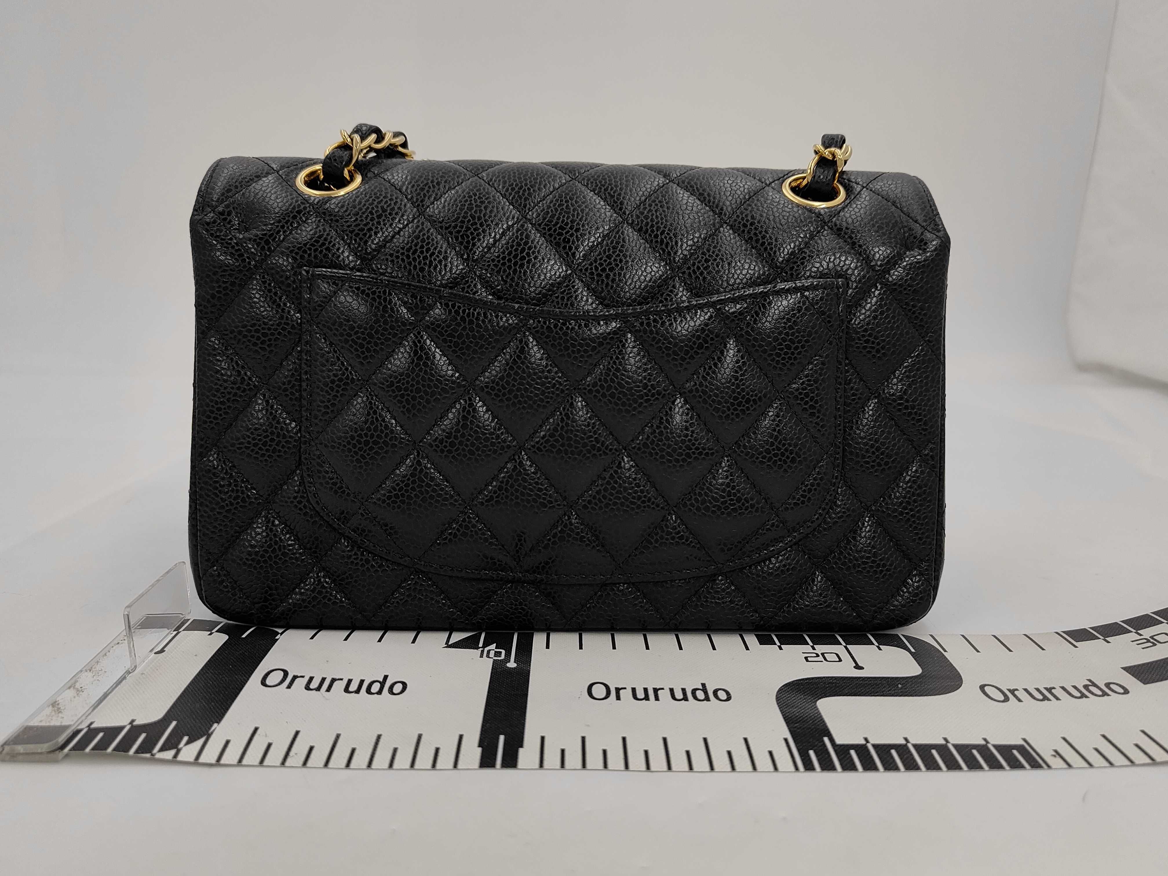 Matelassé 23 Caviar Skin Double Flap Shoulder Bag with Black IC Plate and Gold Hardware — view 2
