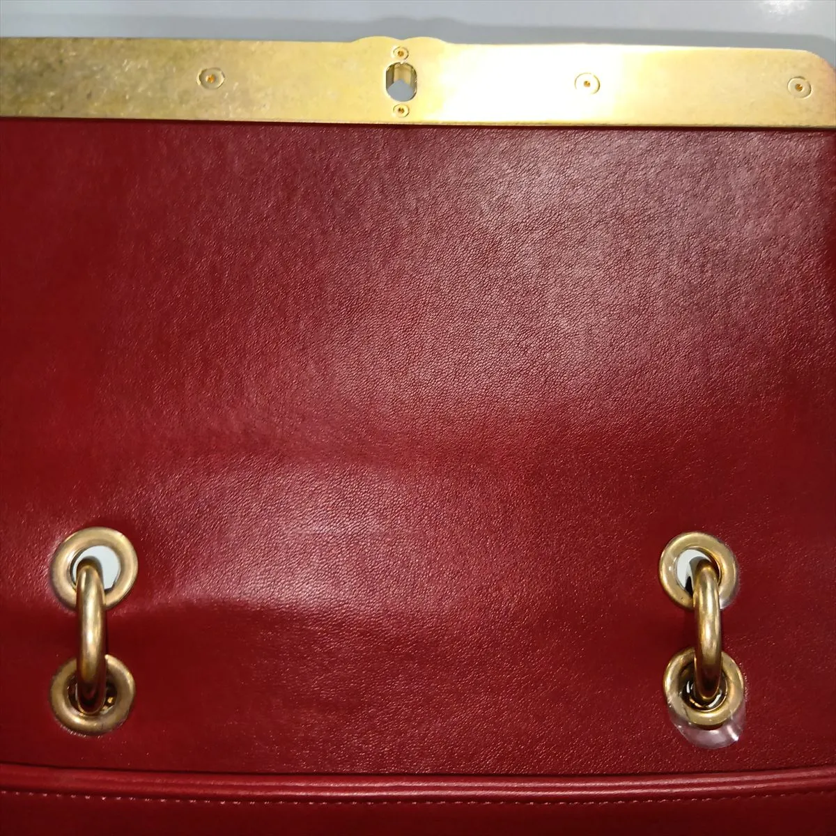 Chevron Lambskin 2-Way Handbag, Red with Gold Hardware, 24408546, Serial Number 24 — view 14