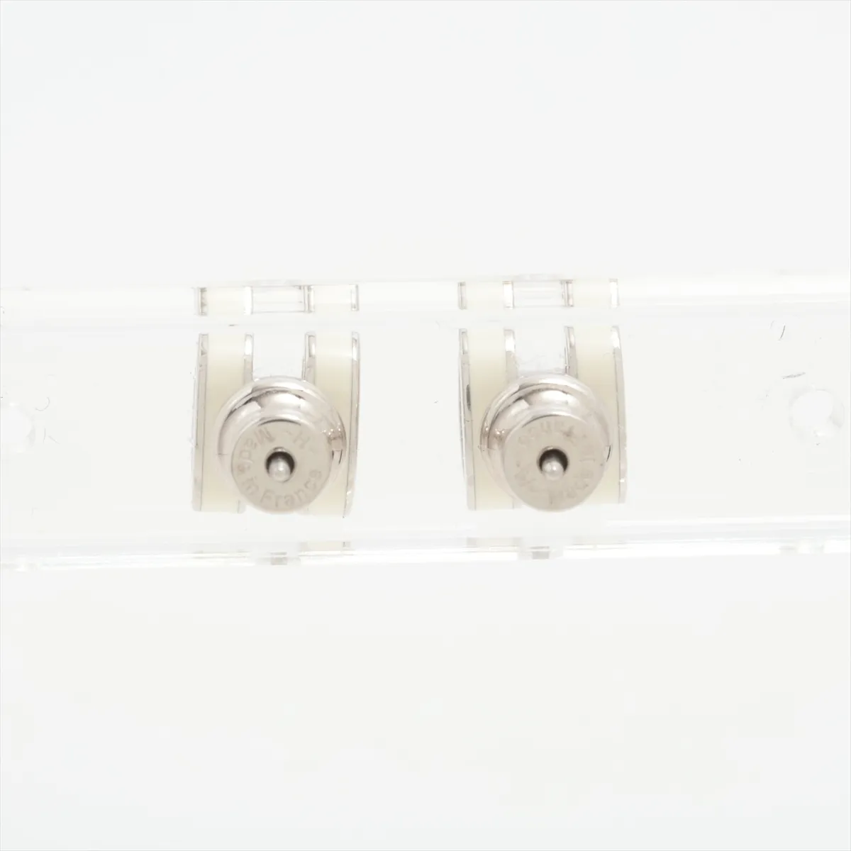 Mini Pop H ST0264 Earrings (Pair) GP Silver x White. Shows signs of wear including — view 3