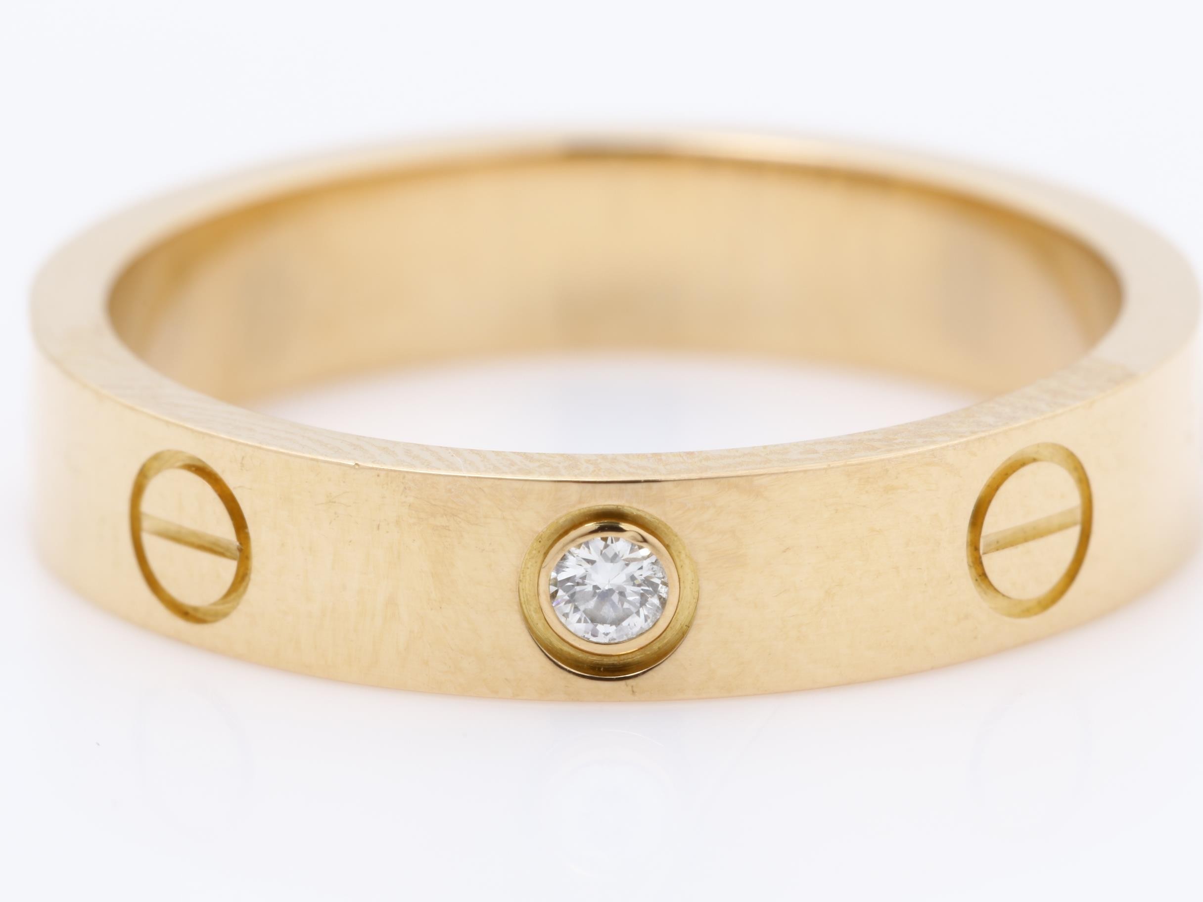 750PG Mini Love Diamond Ring, Size 52, 4.4g, Approx. 3.7mm Width — view 2
