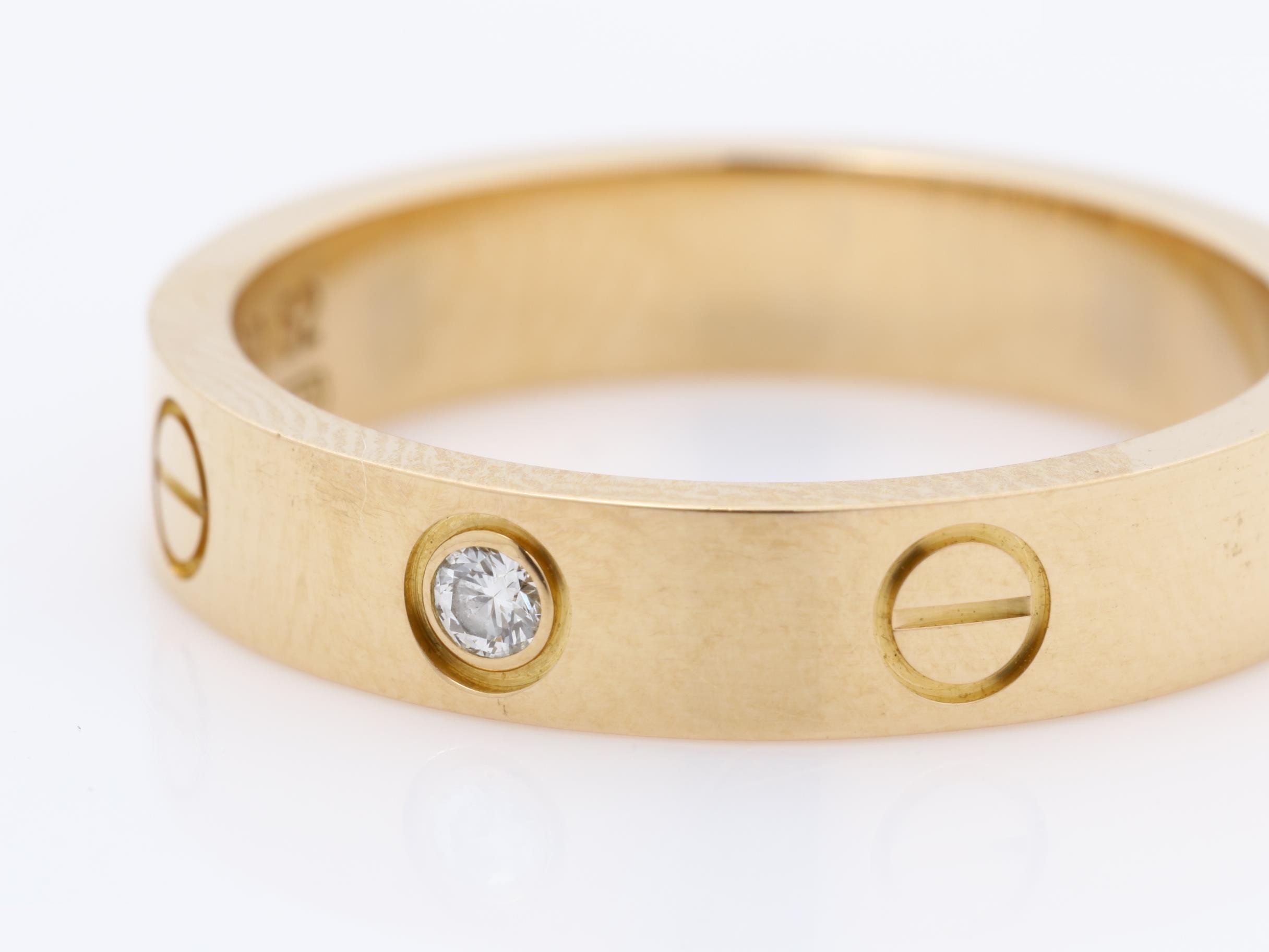 750PG Mini Love Diamond Ring, Size 52, 4.4g, Approx. 3.7mm Width — view 3
