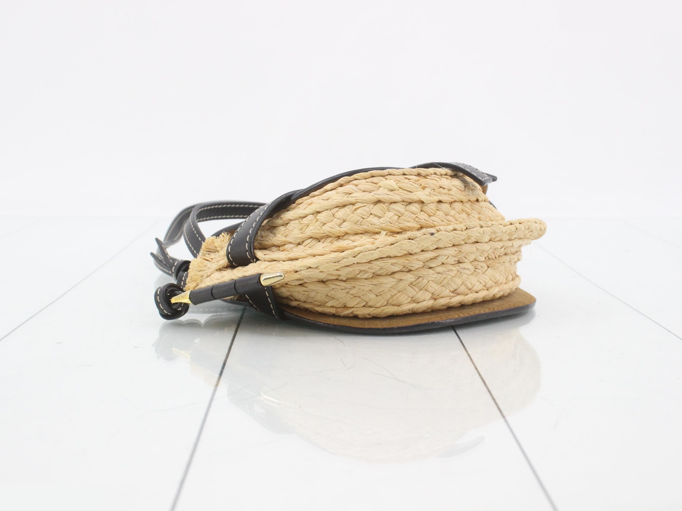 Gate Mini Raffia/Leather Shoulder Bag, Black — view 5