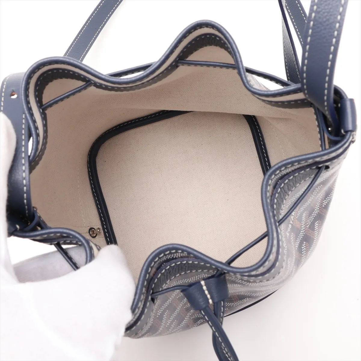 Petit Flot PVC x Leather Shoulder Bag, Blue — view 6