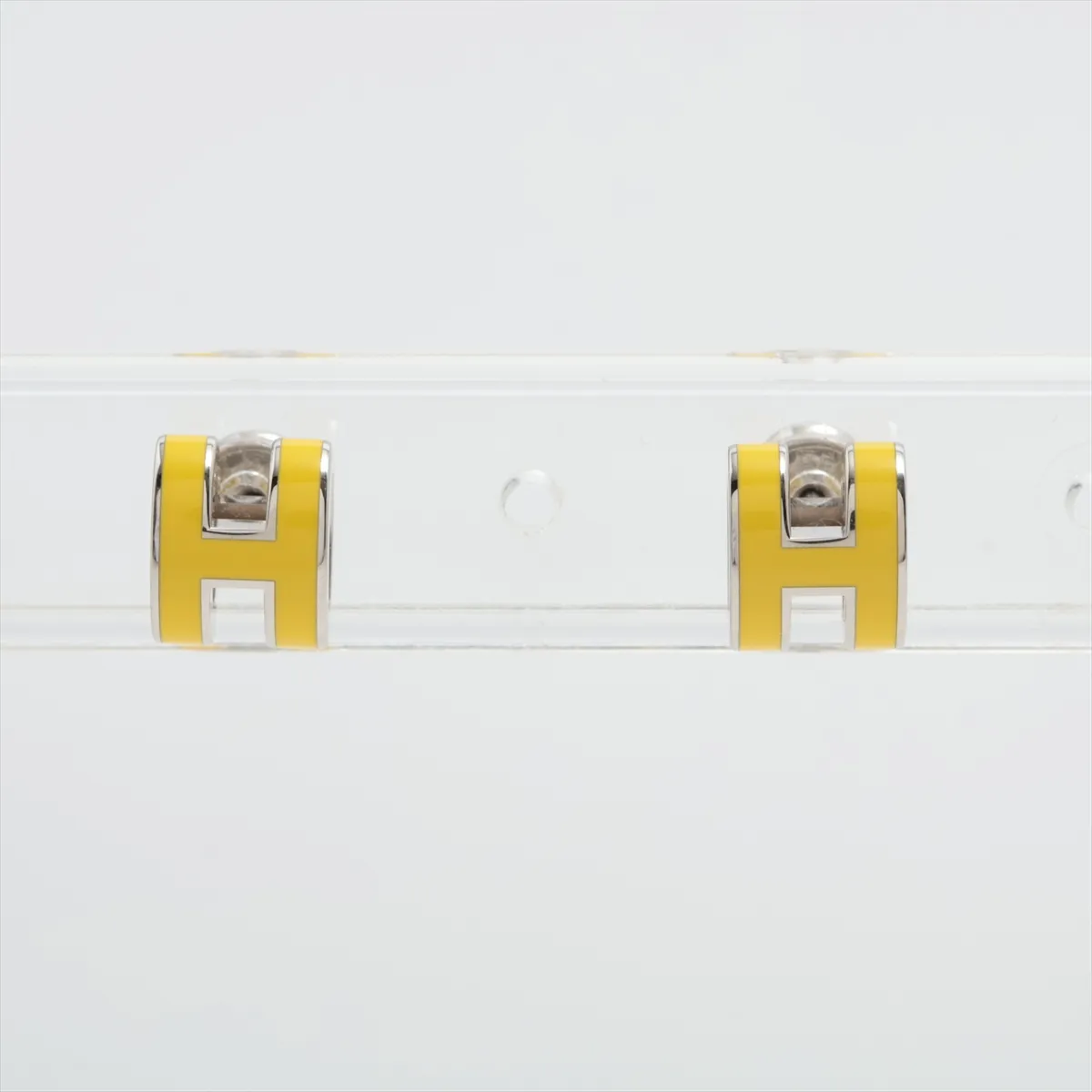 Mini Pop H earrings (for both ears) Metal Yellow x Silver Thread Dull — view 2