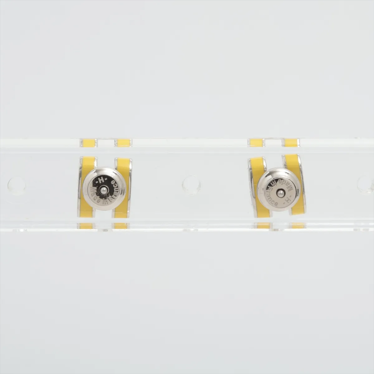 Mini Pop H earrings (for both ears) Metal Yellow x Silver Thread Dull — view 3