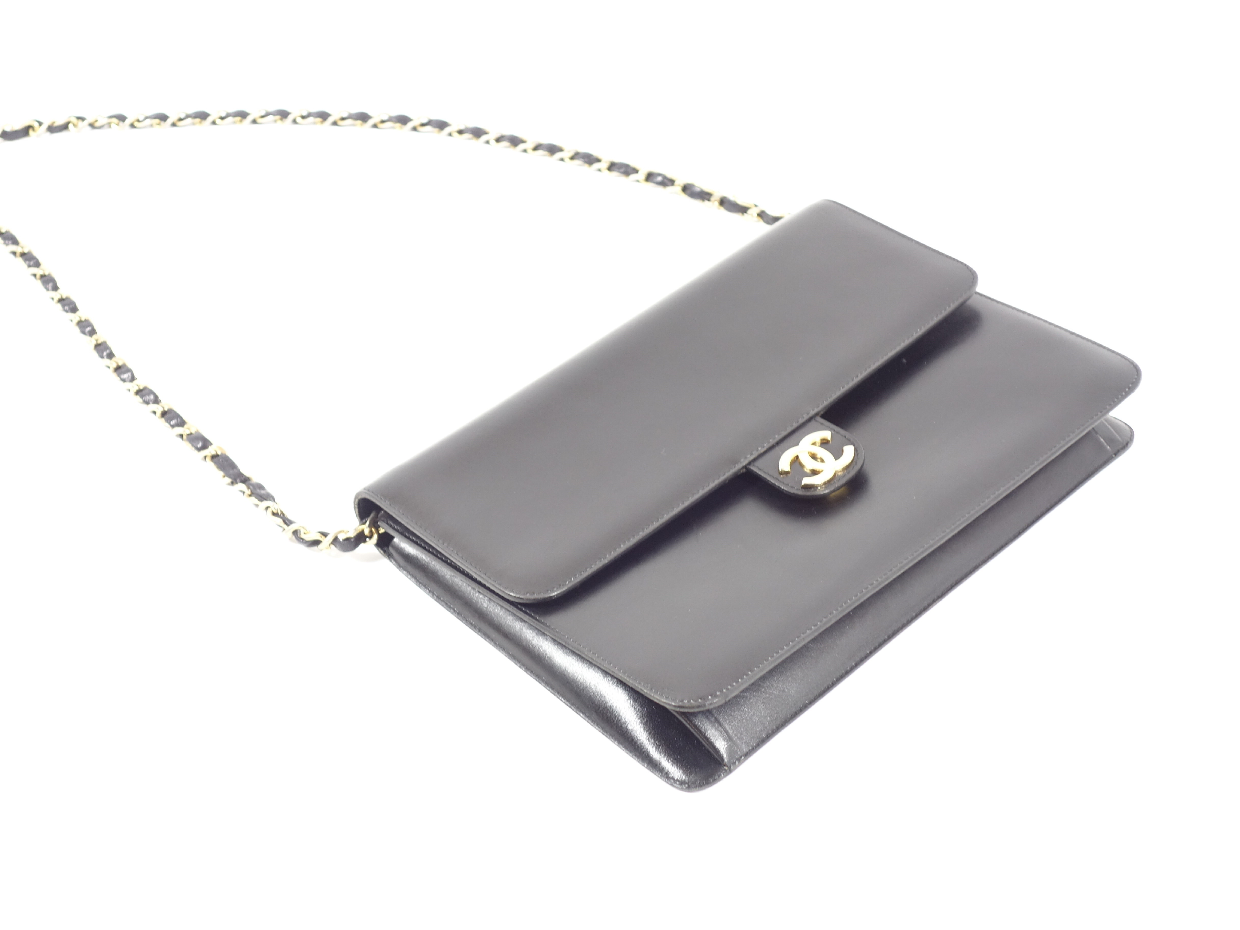 Push-Lock Box Calf Chain Shoulder Bag — view 4