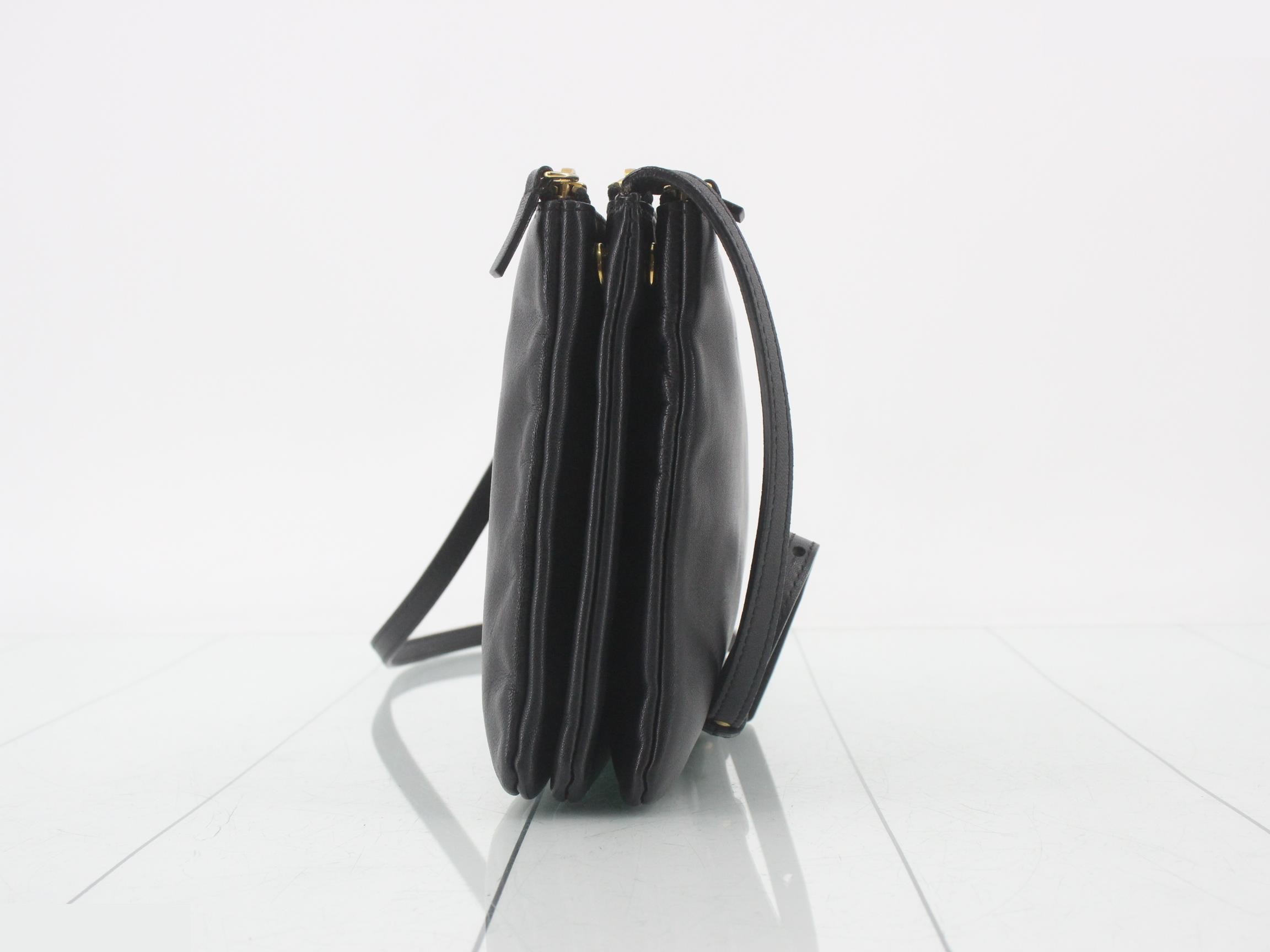 Shoulder bag, Trio, black leather — view 4