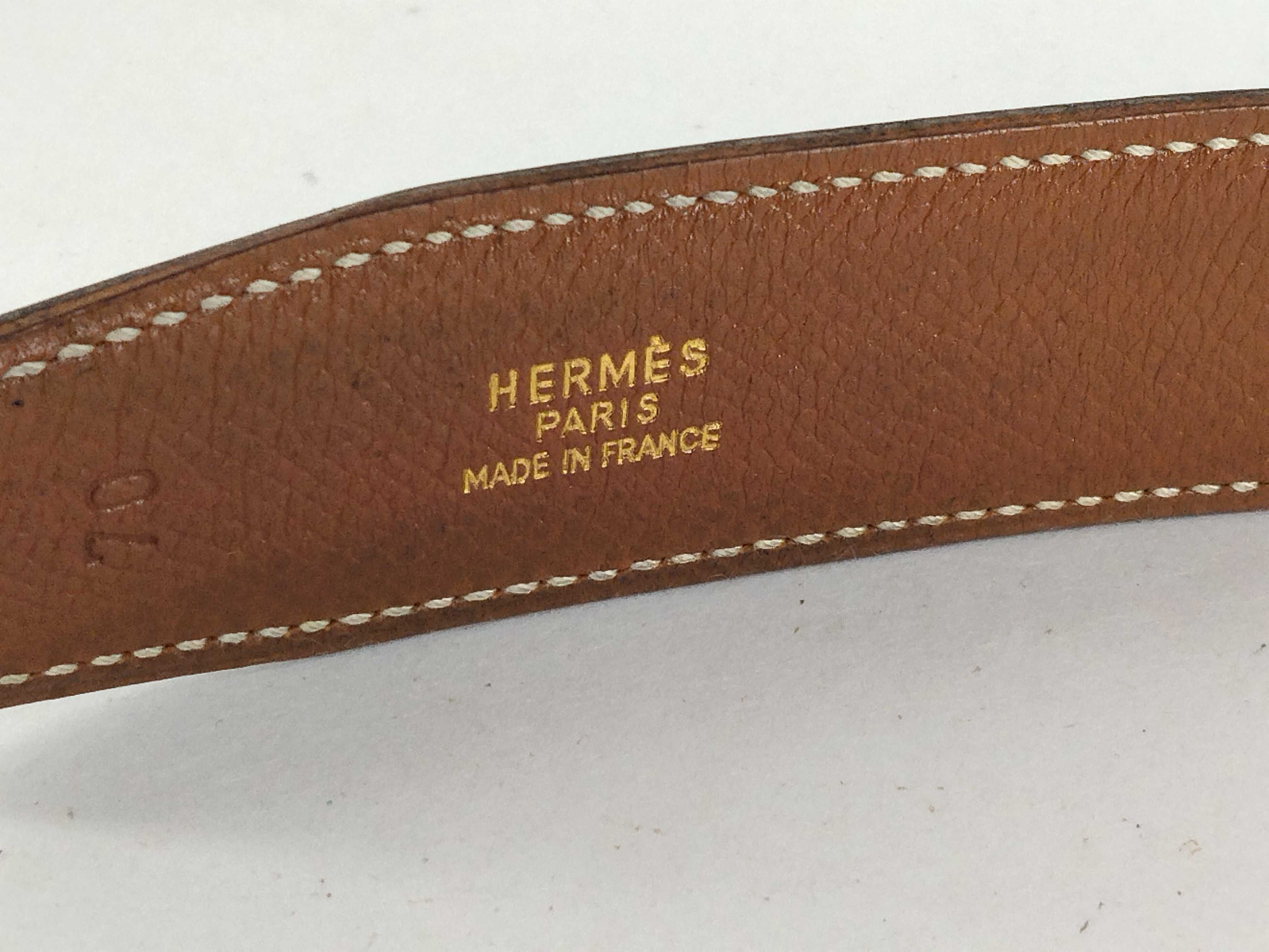belt #70cm, W stamp, leather, navy/gold belt — view 5