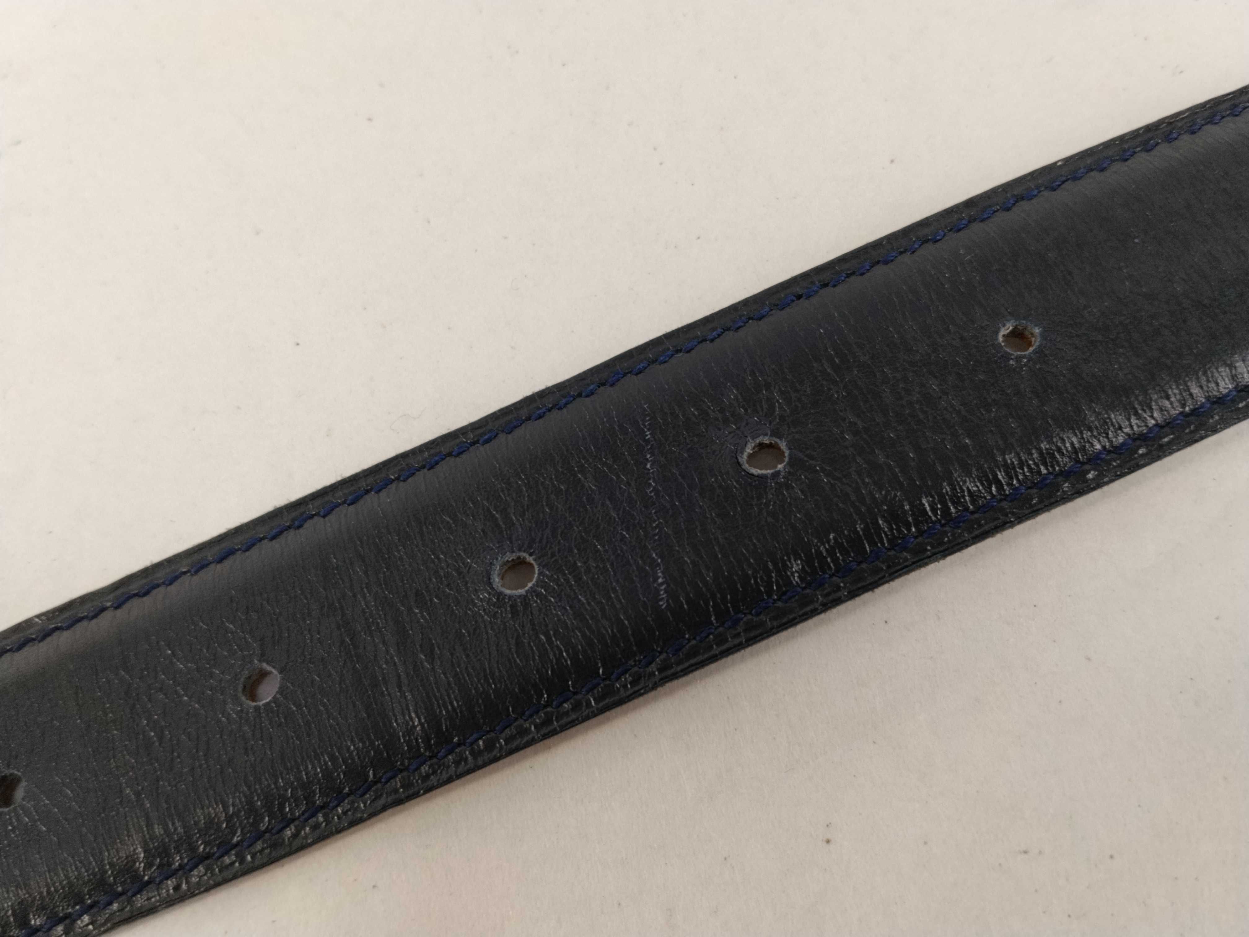belt #70cm, W stamp, leather, navy/gold belt — view 10
