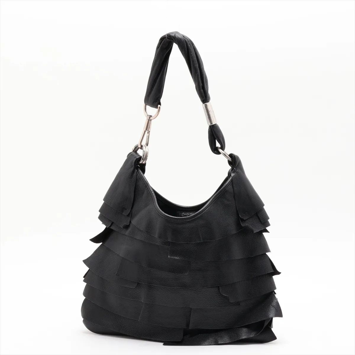 Saint-Tropez Leather Shoulder Bag, Black — view 2