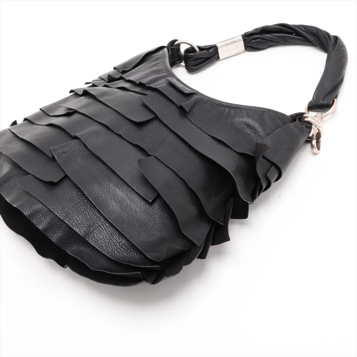 Saint-Tropez Leather Shoulder Bag, Black — view 3