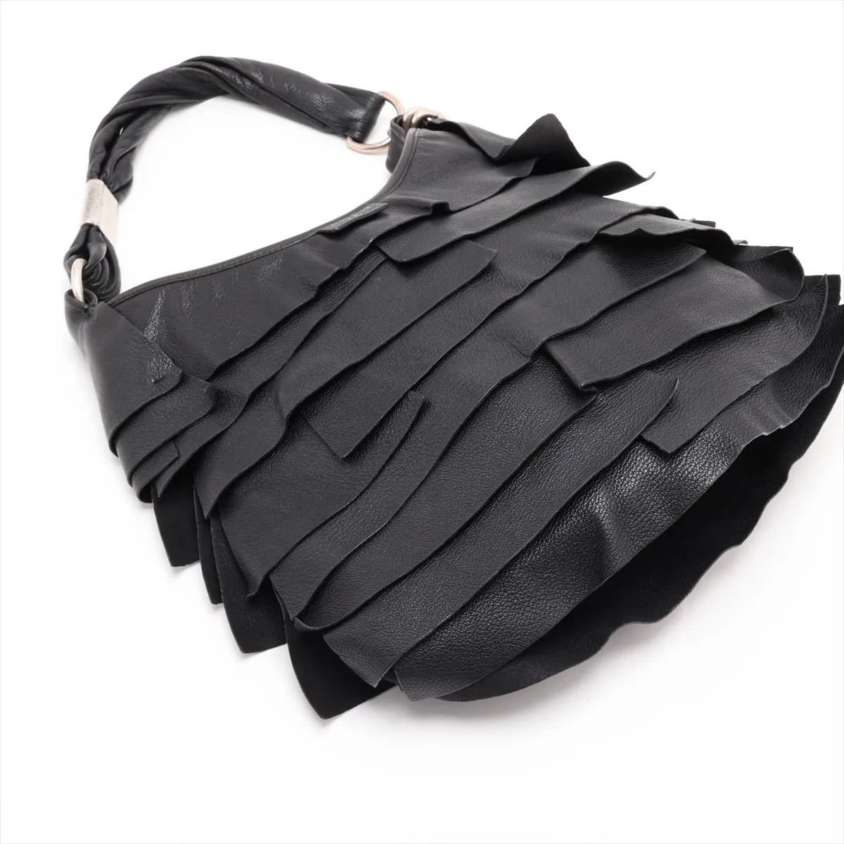 Saint-Tropez Leather Shoulder Bag, Black — view 4