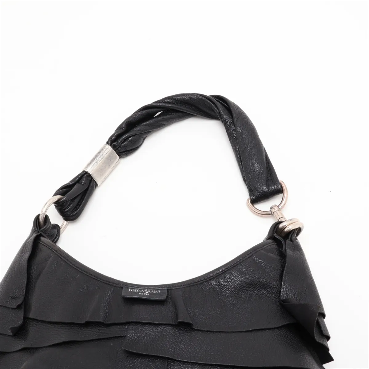 Saint-Tropez Leather Shoulder Bag, Black — view 6