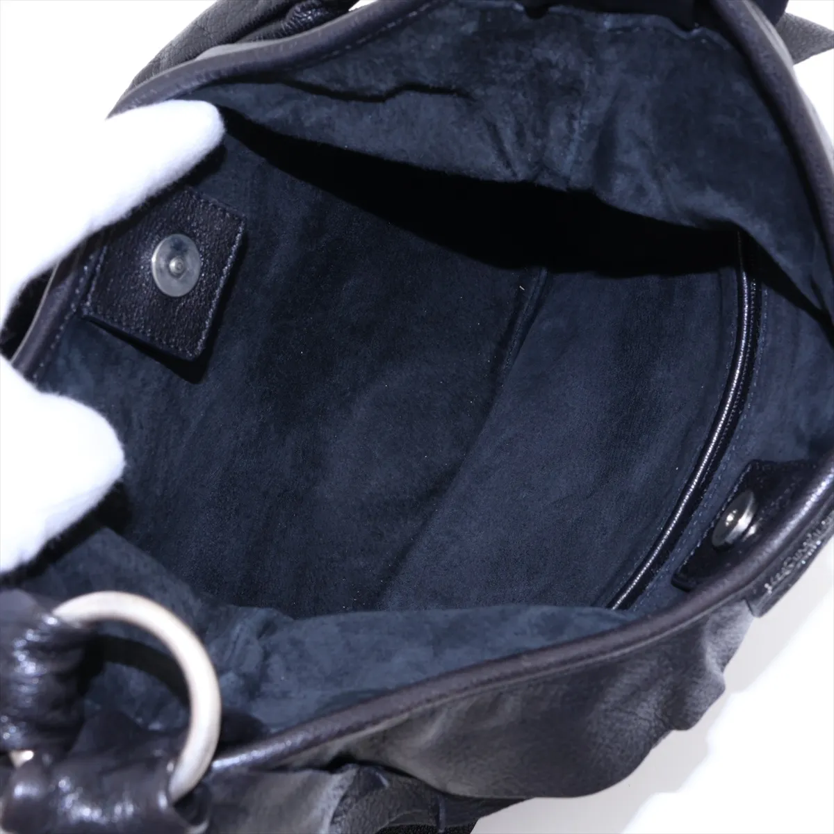 Saint-Tropez Leather Shoulder Bag, Black — view 7