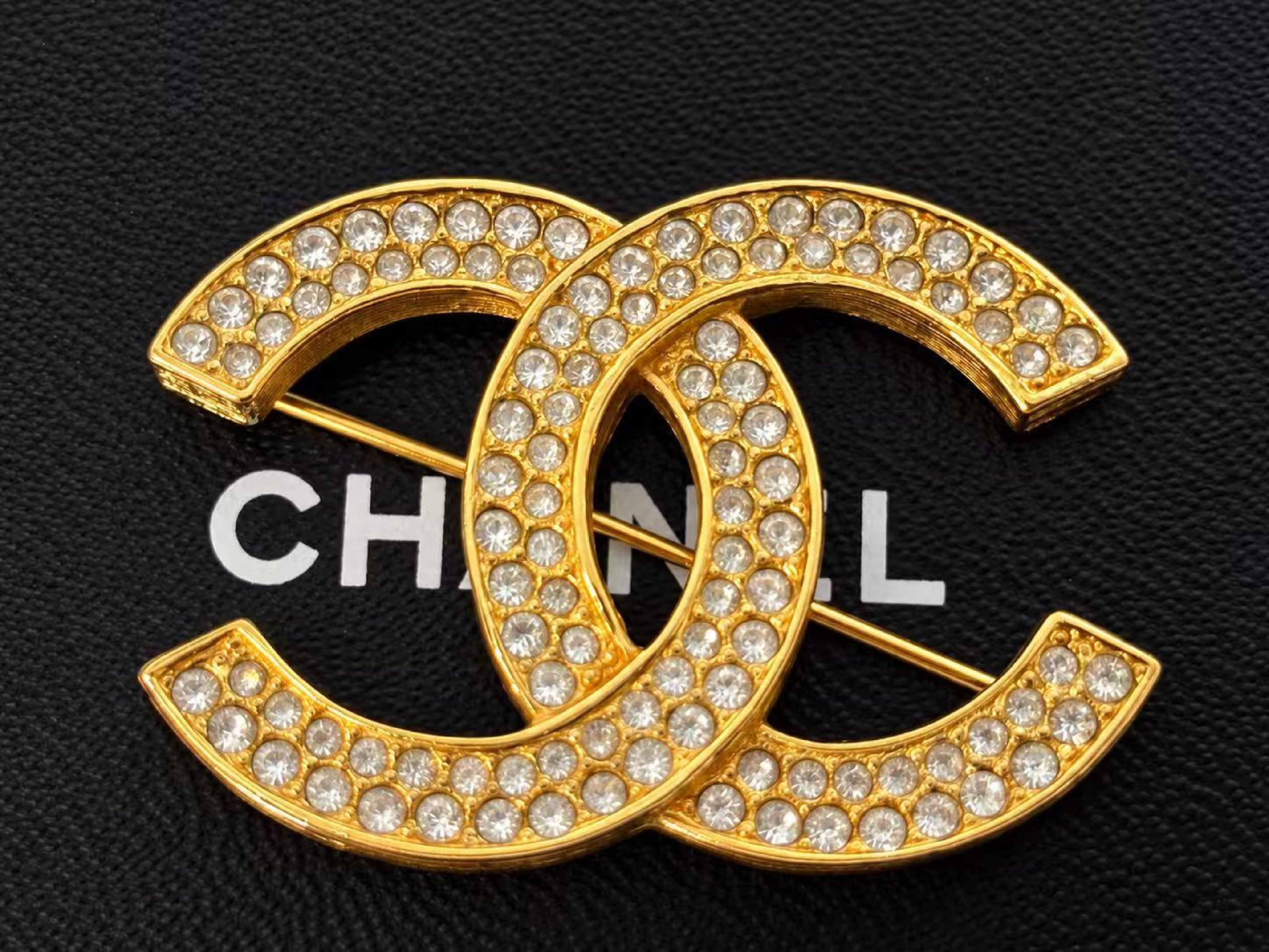 Coco Mark Rhinestone Brooch with Engraving — view 2