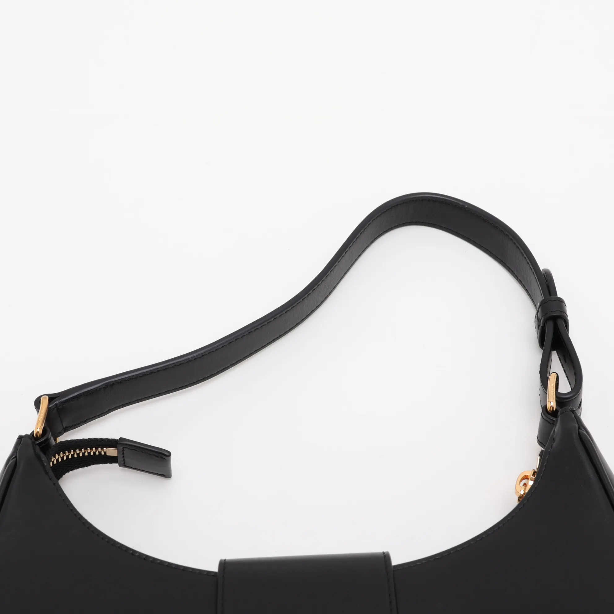 Ava Leather Shoulder Bag, Black — view 6