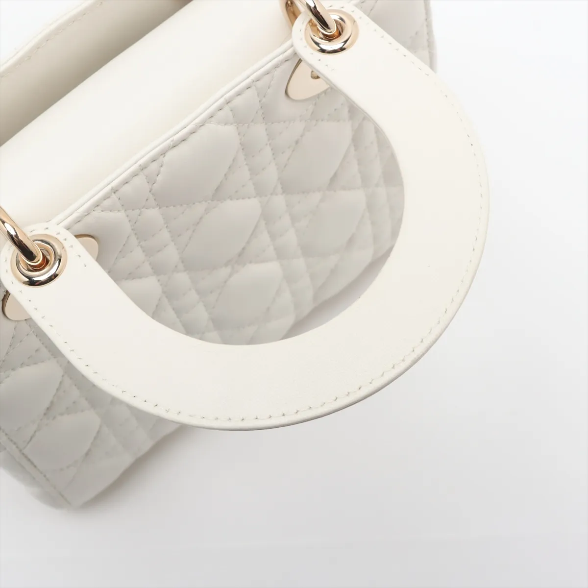 Cannage My Lady Dior Leather 2WAY Handbag White with Charm — view 12