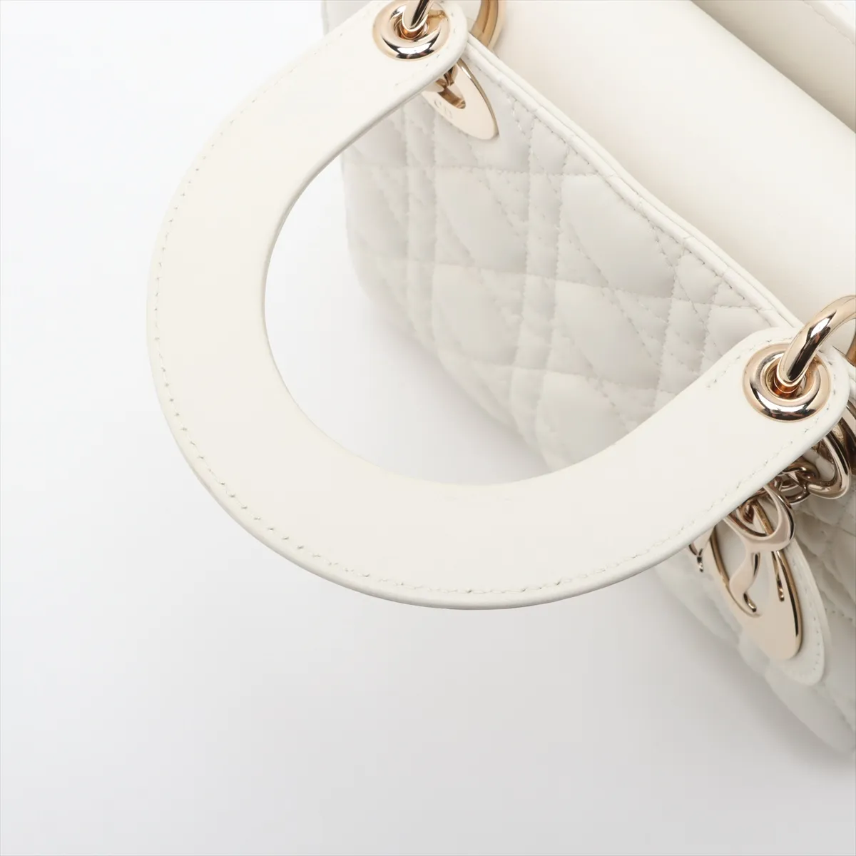 Cannage My Lady Dior Leather 2WAY Handbag White with Charm — view 13