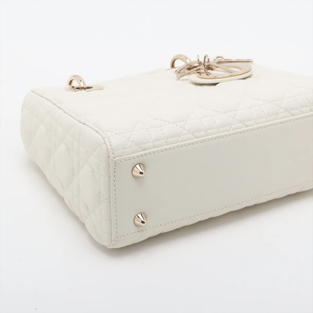 Cannage My Lady Dior Leather 2WAY Handbag White with Charm — view 4
