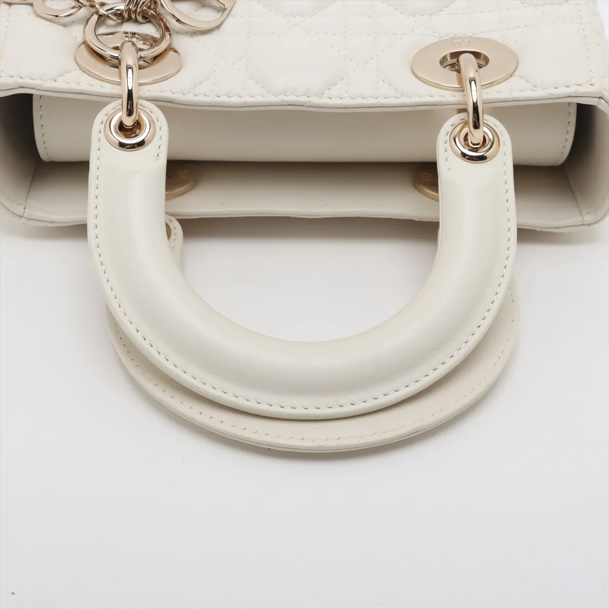 Cannage My Lady Dior Leather 2WAY Handbag White with Charm — view 5